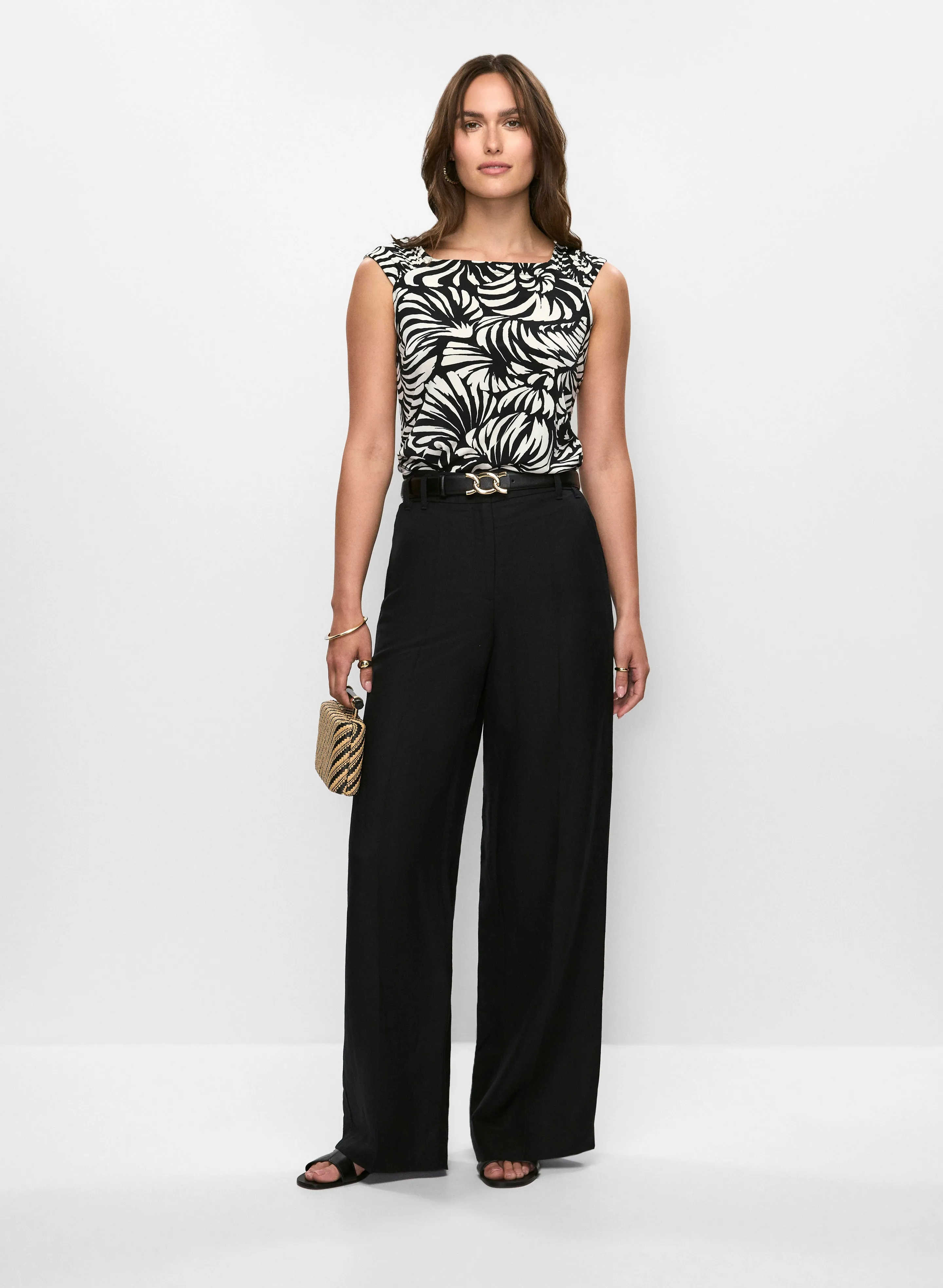 Graphic Floral Top & Linen Wide Leg Pants sold by Melanie Lyne