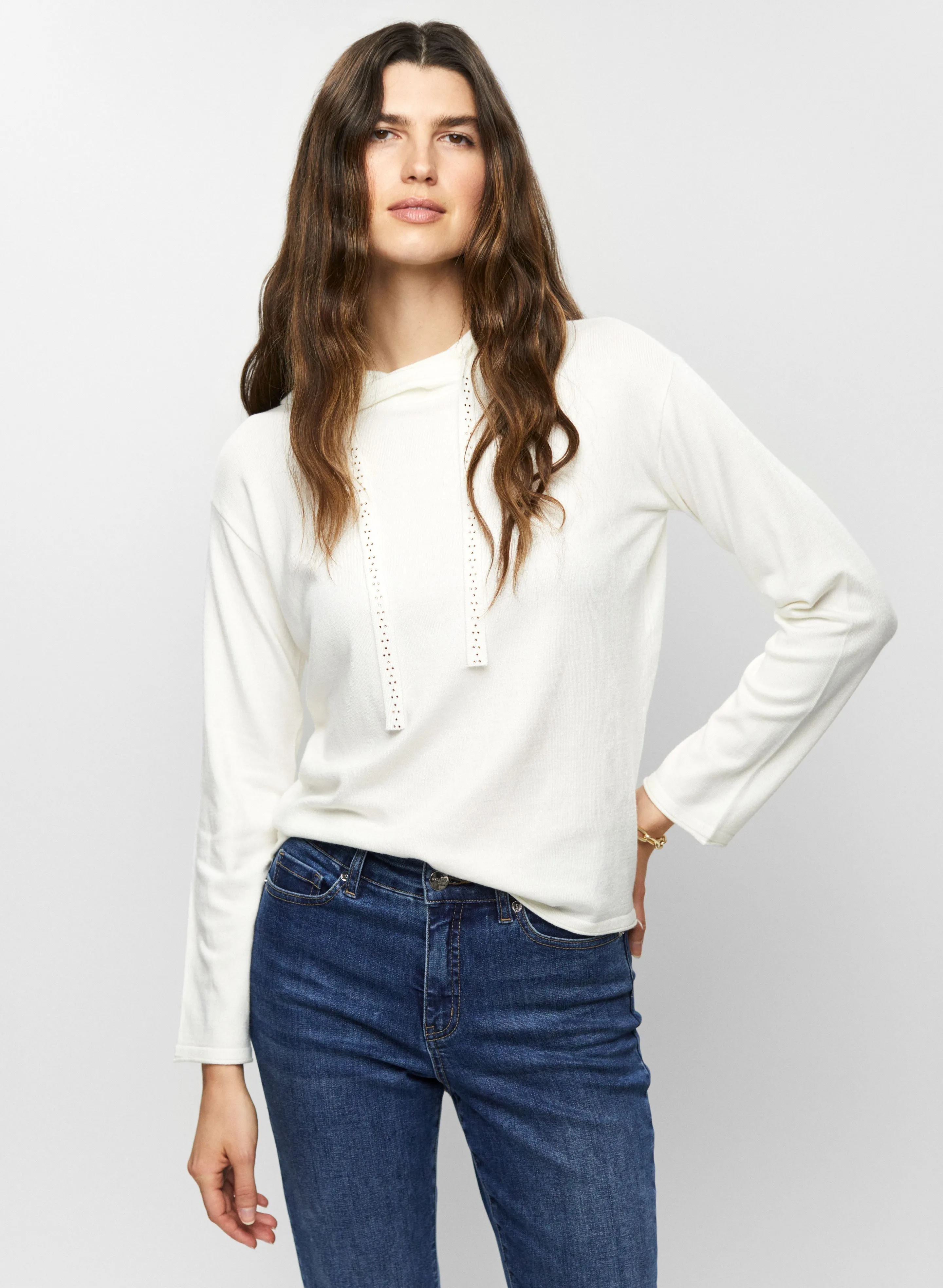 Rhinestone Drawstring Hoodie sold by Melanie Lyne