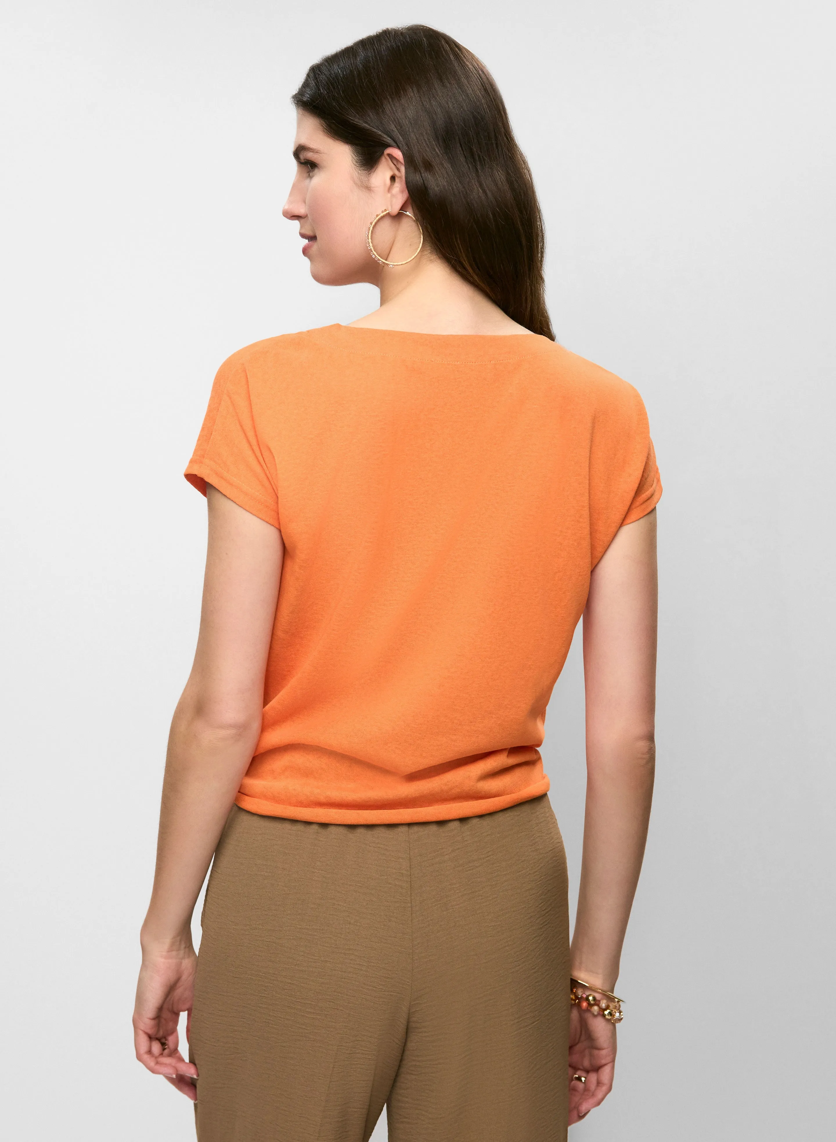 Linen-Blend Tie Hem T-Shirt sold by Melanie Lyne product image thumbnail 4