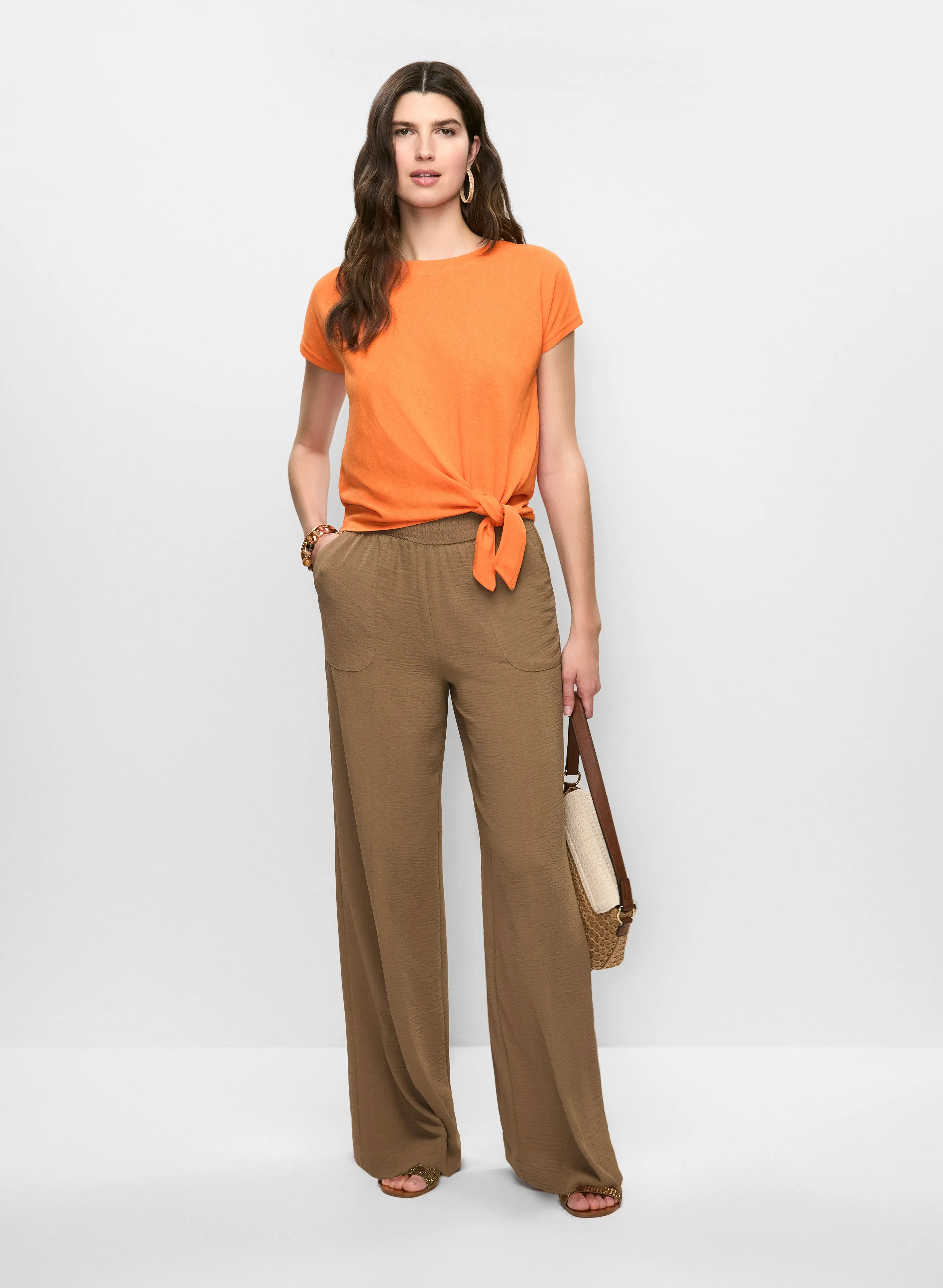 Linen-Blend Tie Hem T-Shirt sold by Melanie Lyne product image thumbnail 3