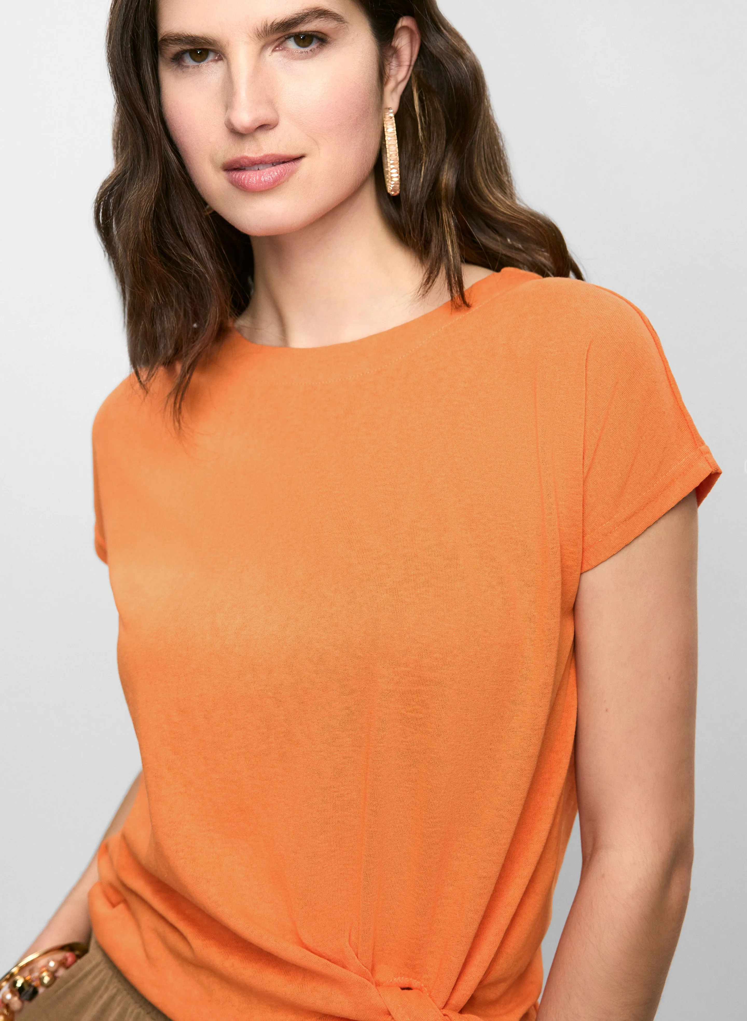 Linen-Blend Tie Hem T-Shirt sold by Melanie Lyne product image thumbnail 2