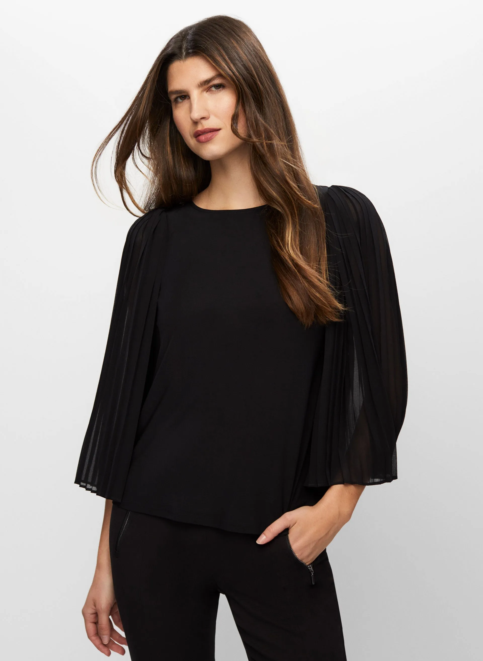 Pleated Chiffon Sleeve Top sold by Melanie Lyne product image thumbnail 5