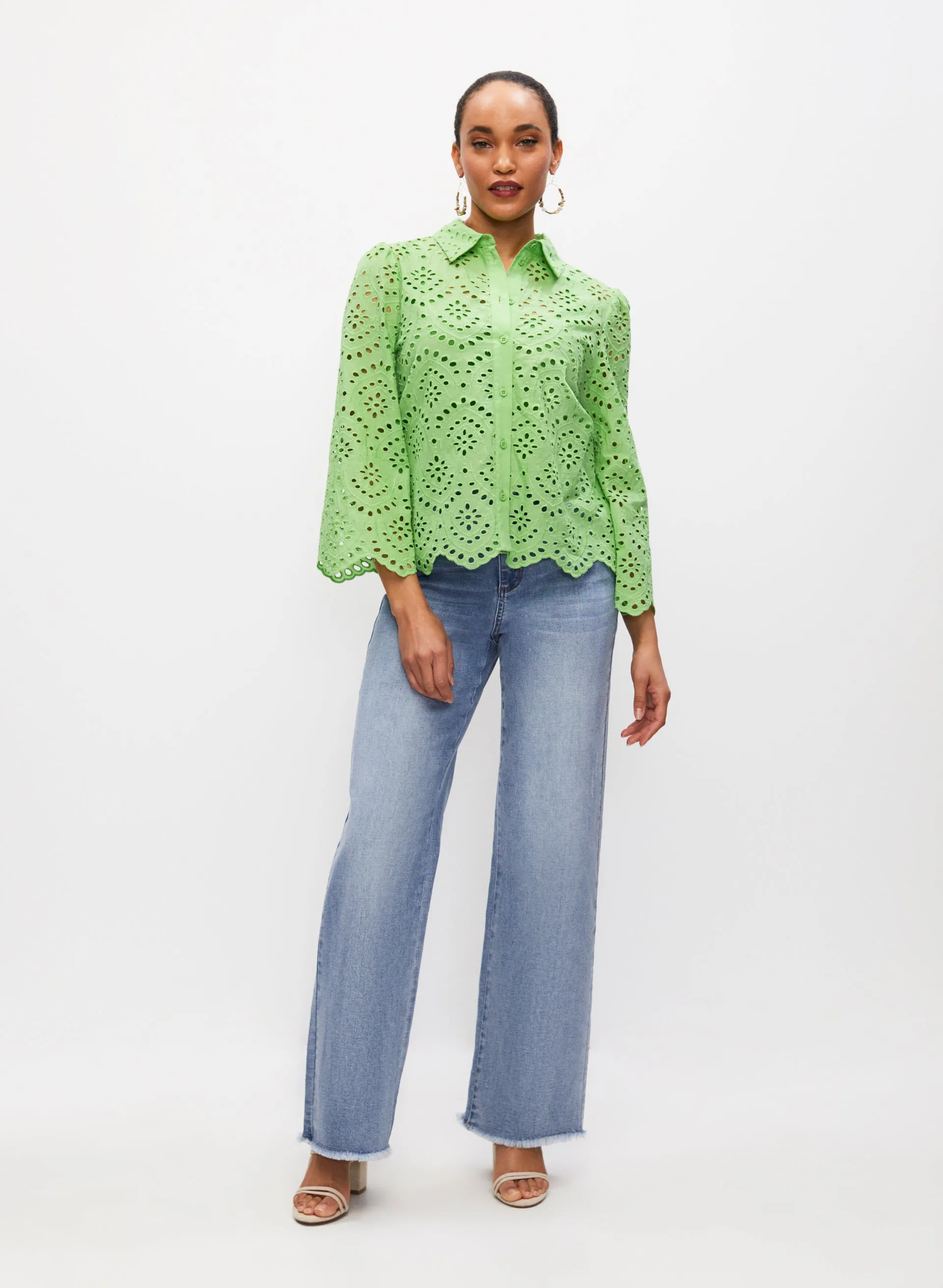 Eyelet Button Front Blouse sold by Melanie Lyne product image thumbnail 4
