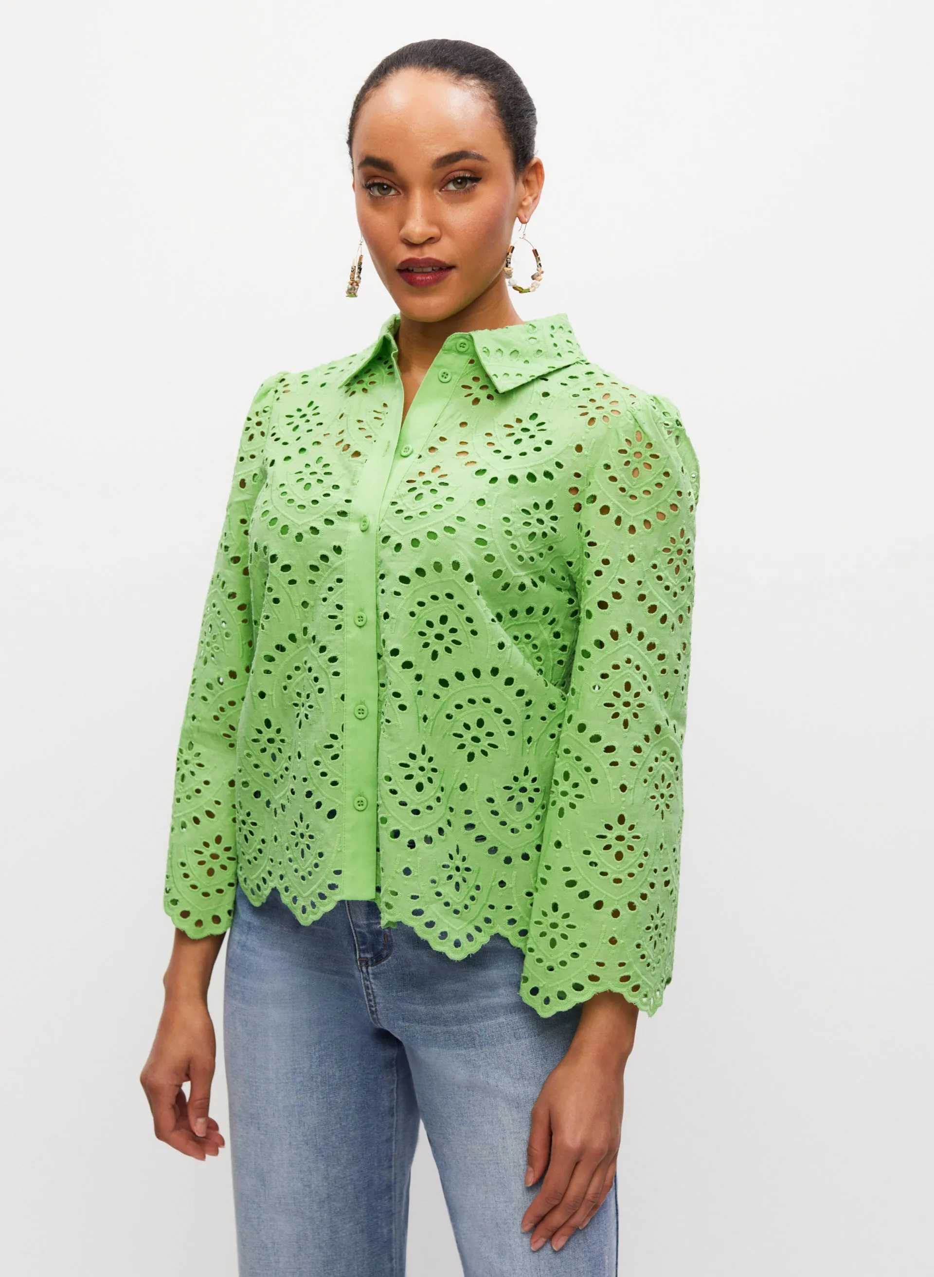 Eyelet Button Front Blouse sold by Melanie Lyne