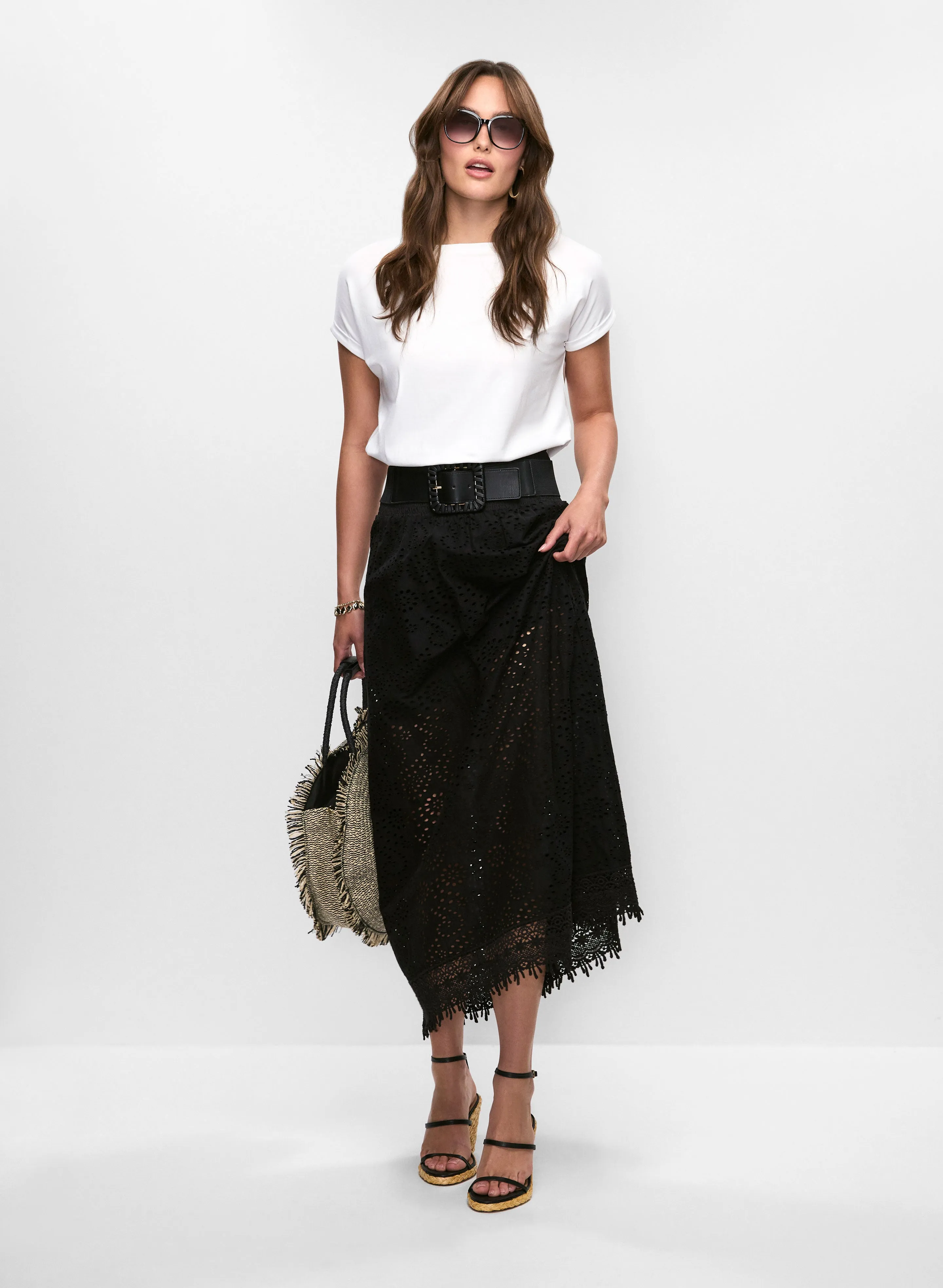 Ruched Hem T-Shirt & Eyelet Maxi Skirt sold by Melanie Lyne