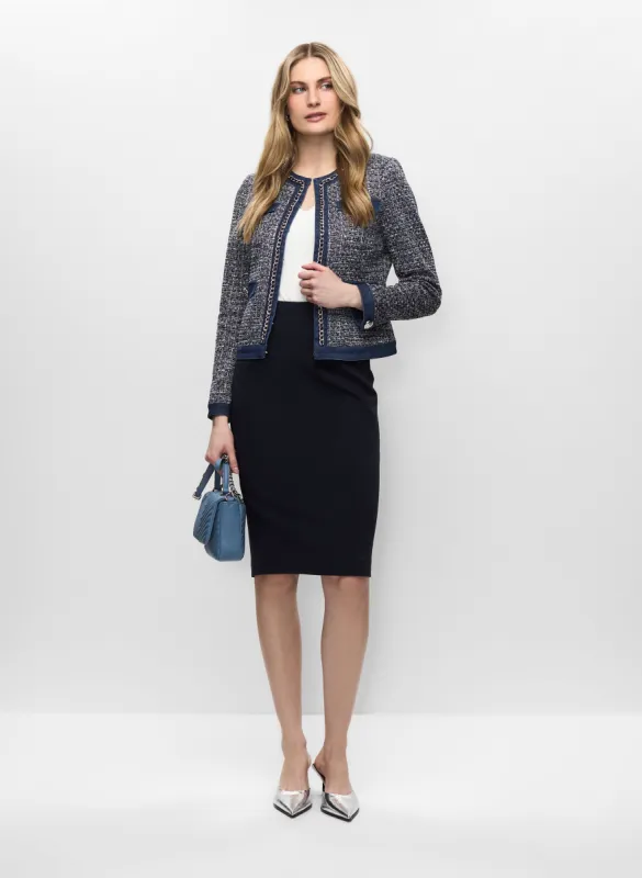Denim Trim Bouclé Jacket & Pencil Skirt sold by Melanie Lyne