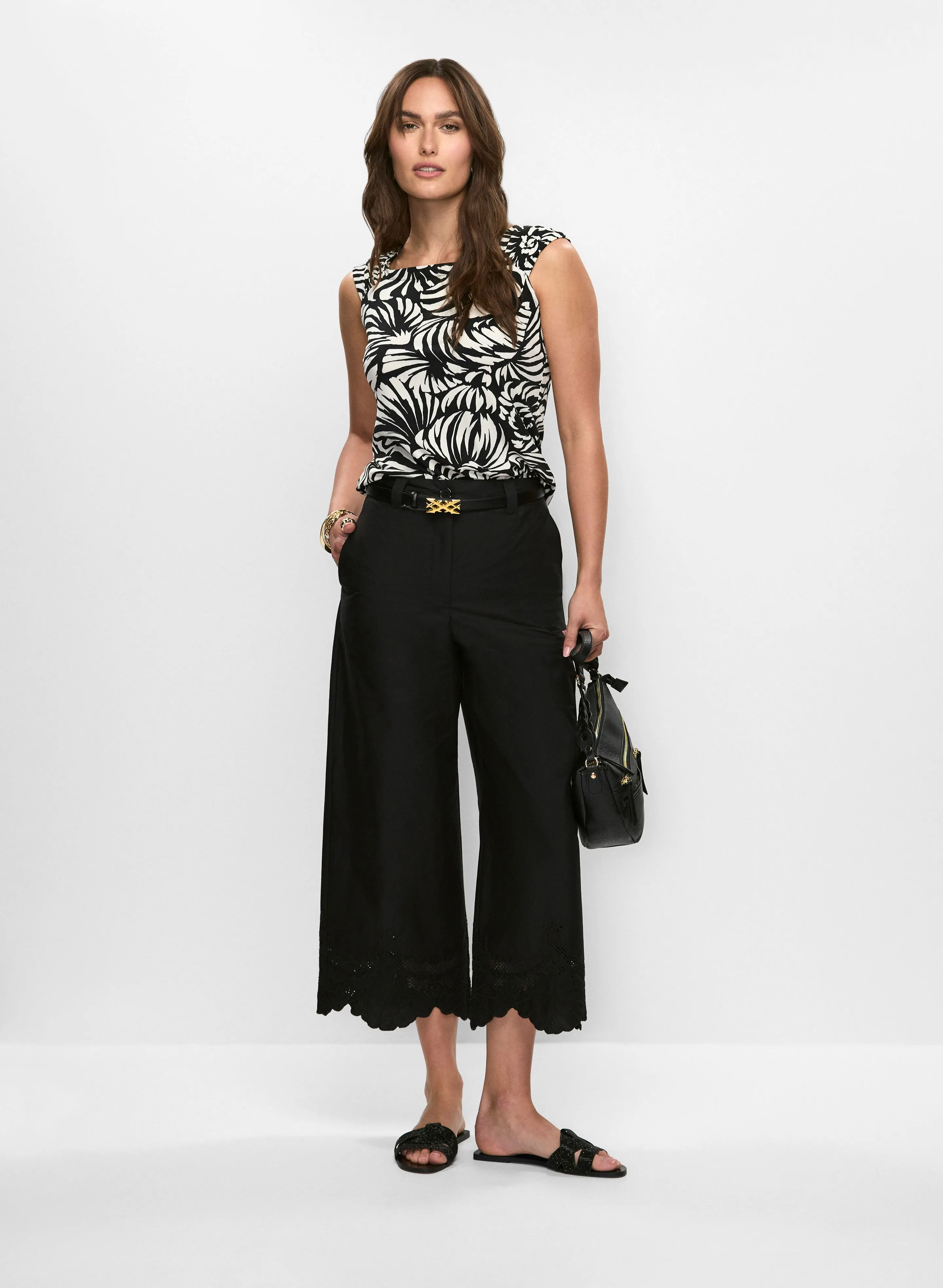 Graphic Floral Top & Embroidered Cropped Pants sold by Melanie Lyne