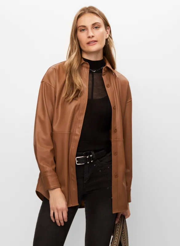Joseph Ribkoff - Vegan Leather Overshirt Jacket sold by Melanie Lyne
