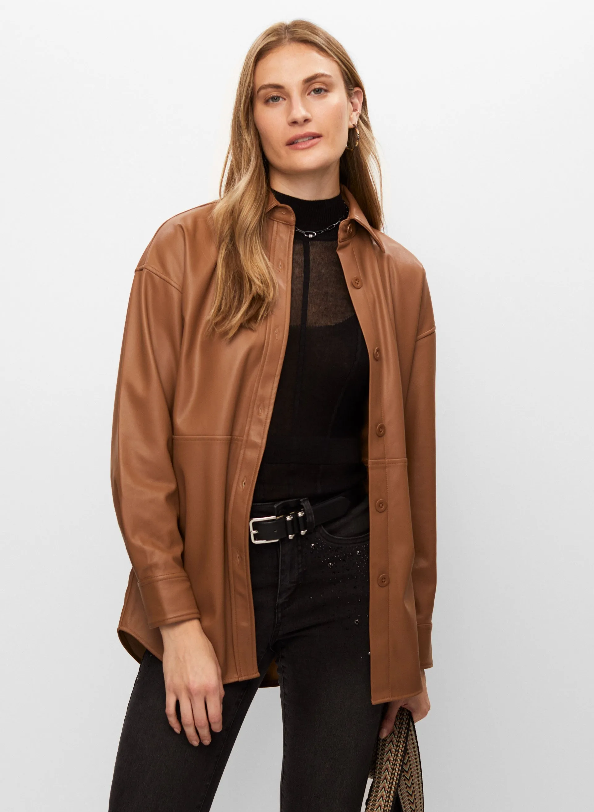 Joseph Ribkoff - Vegan Leather Overshirt Jacket sold by Melanie Lyne