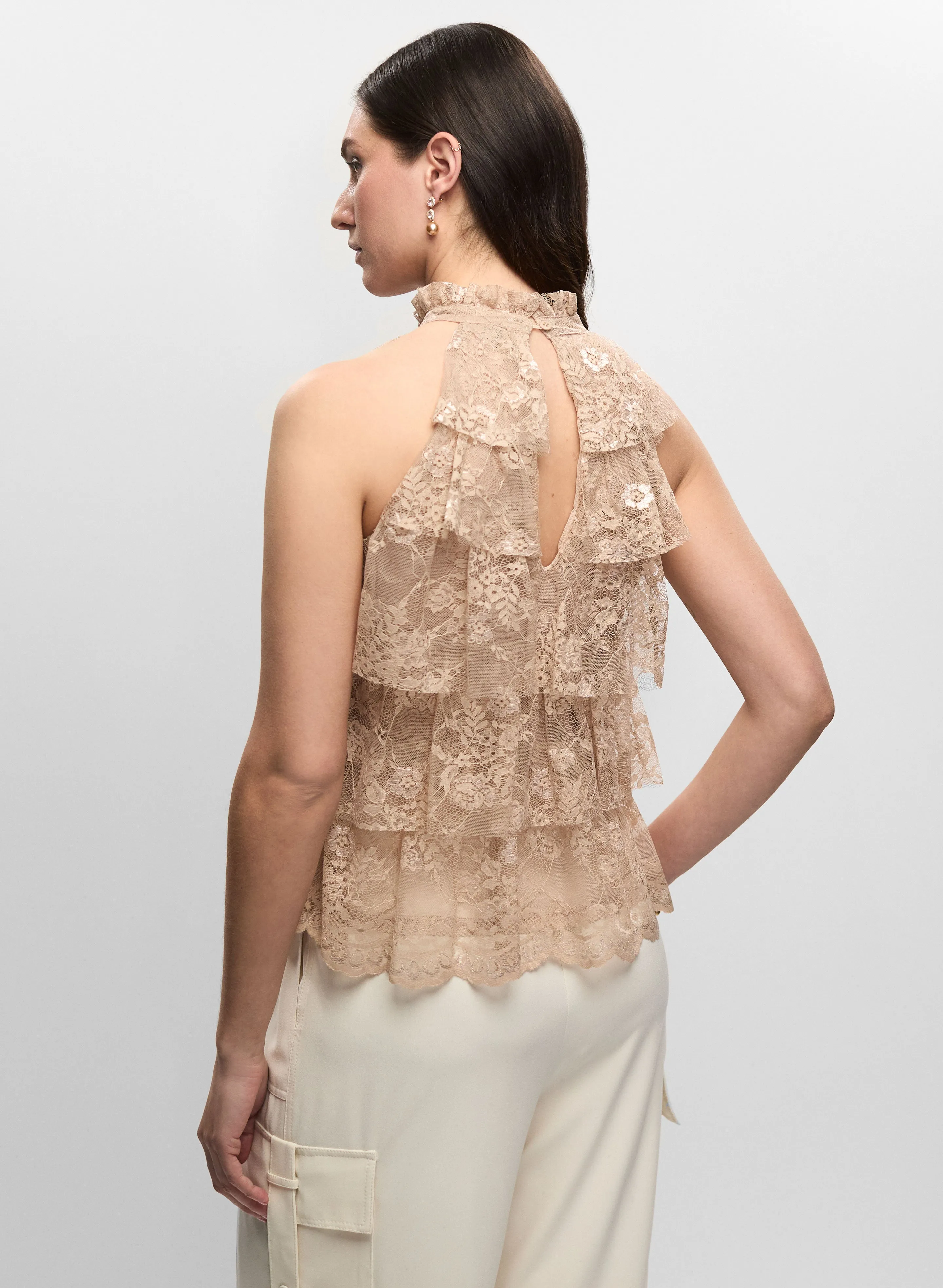 High-Neck Tiered Lace Top sold by Melanie Lyne product image thumbnail 4