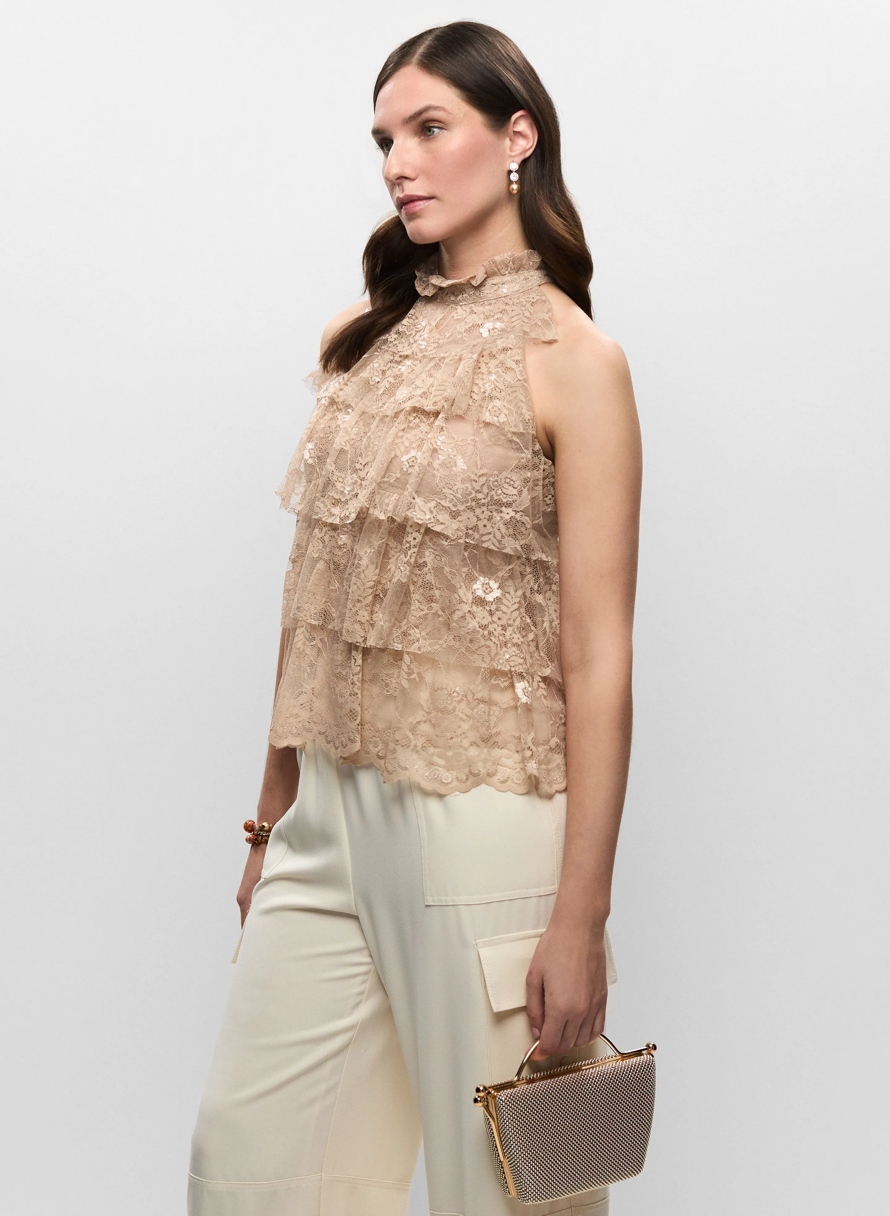 High-Neck Tiered Lace Top sold by Melanie Lyne product image thumbnail 5