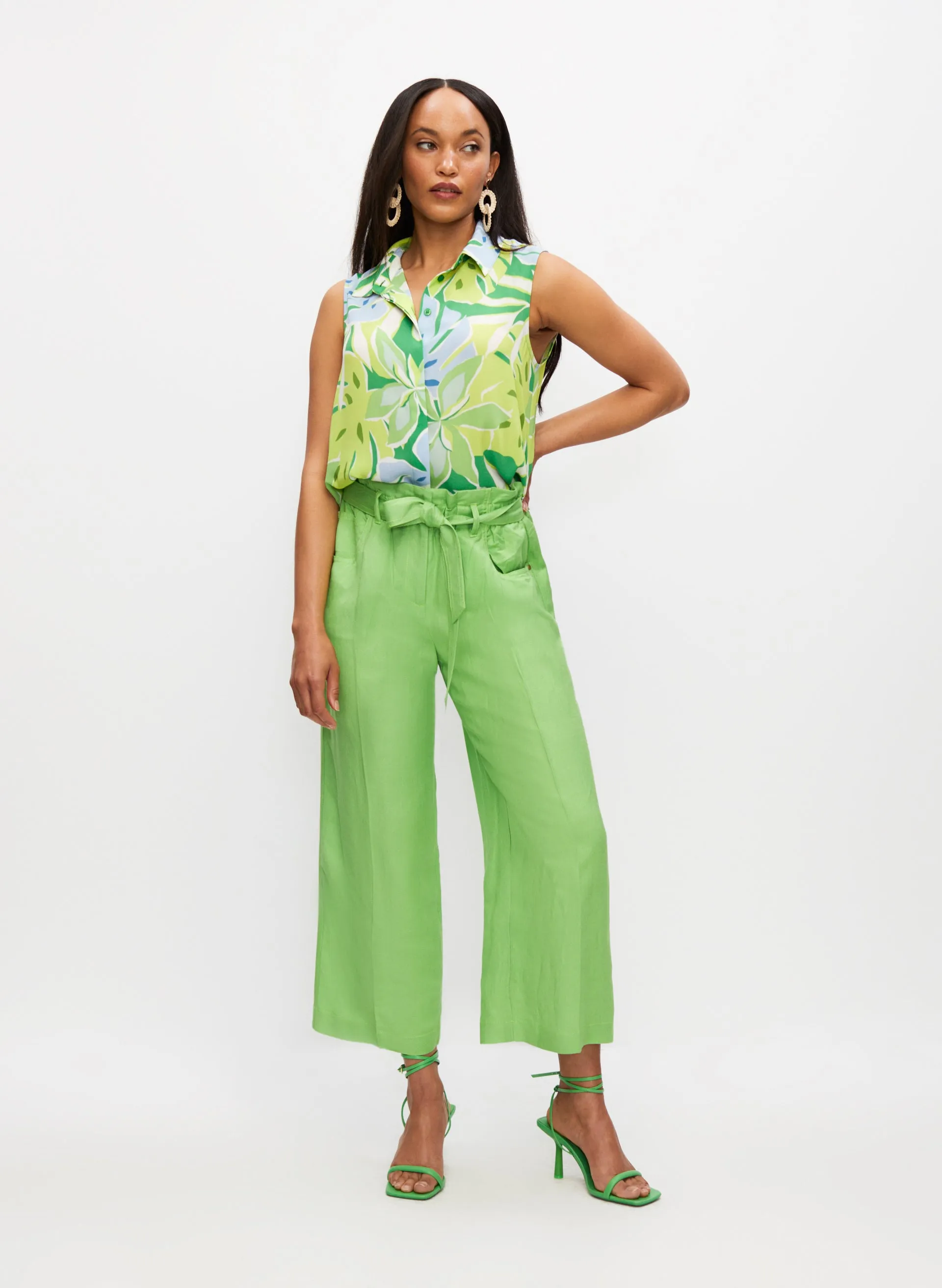 Linen-Blend Paperbag Culotte Pants sold by Melanie Lyne product image thumbnail 3