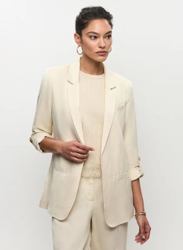 Rolled Sleeve Linen-Blend Blazer sold by Melanie Lyne