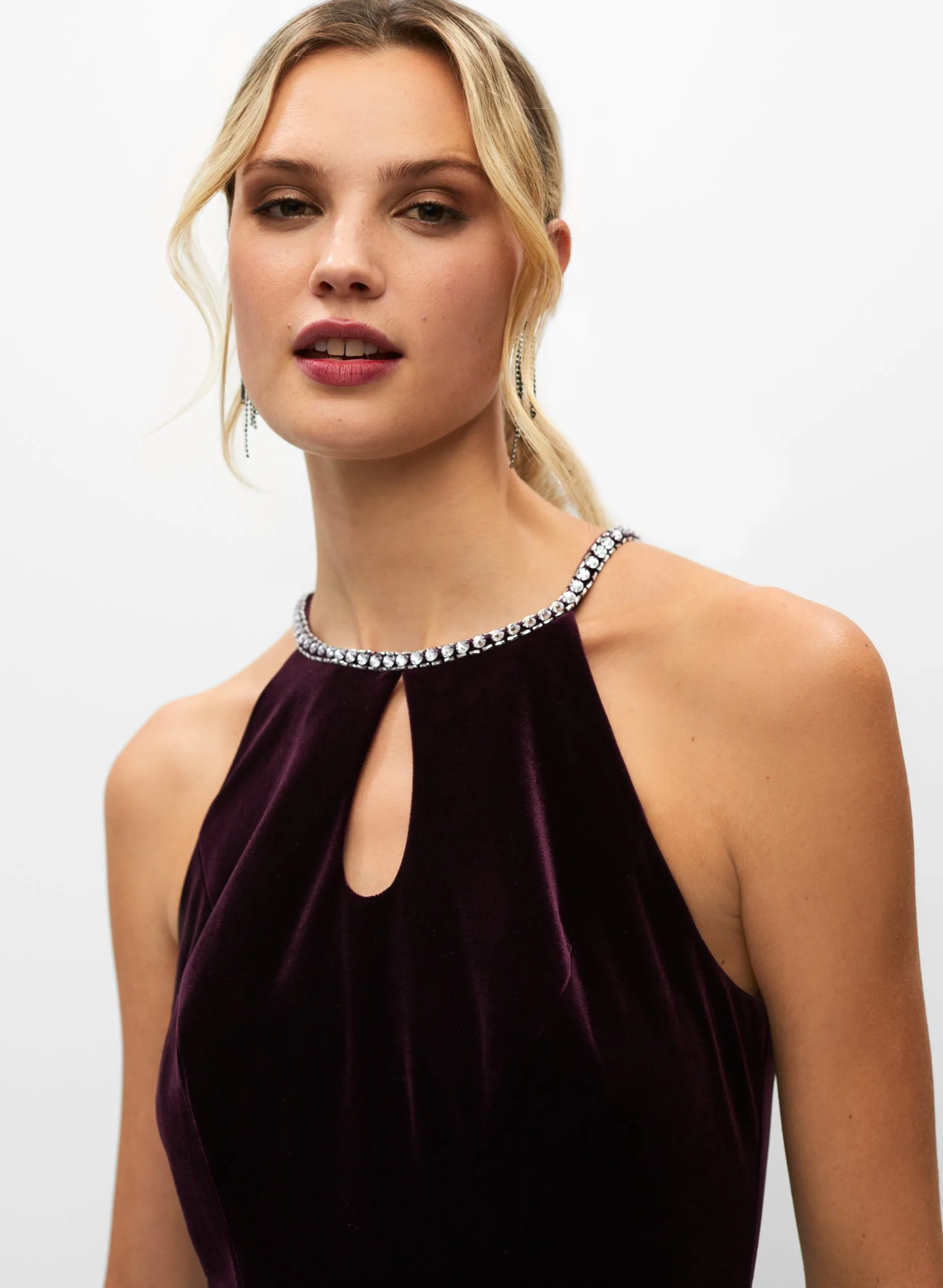 Stretch Velvet Crystal Halter Dress sold by Melanie Lyne product image thumbnail 4