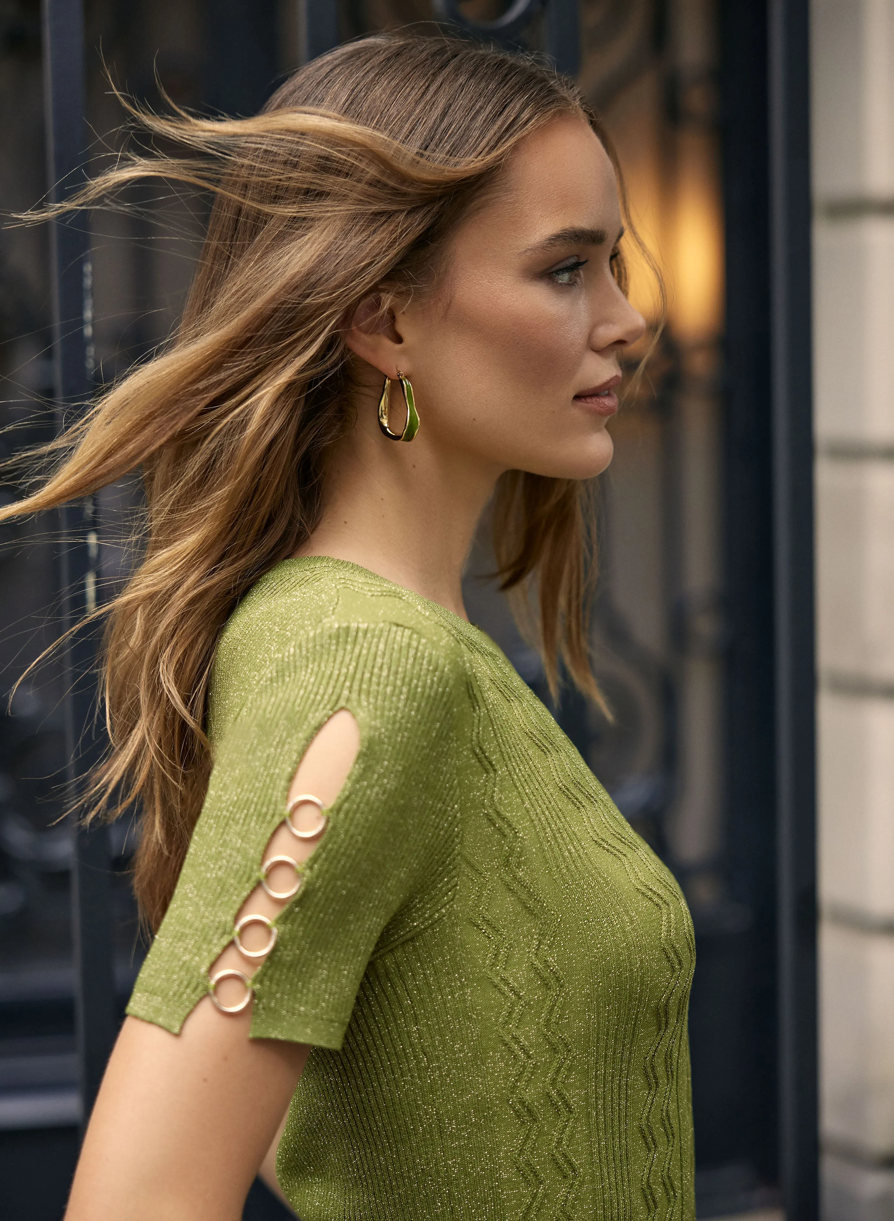 Irregular Oval Detail Hoop Earrings sold by Melanie Lyne product image thumbnail 3