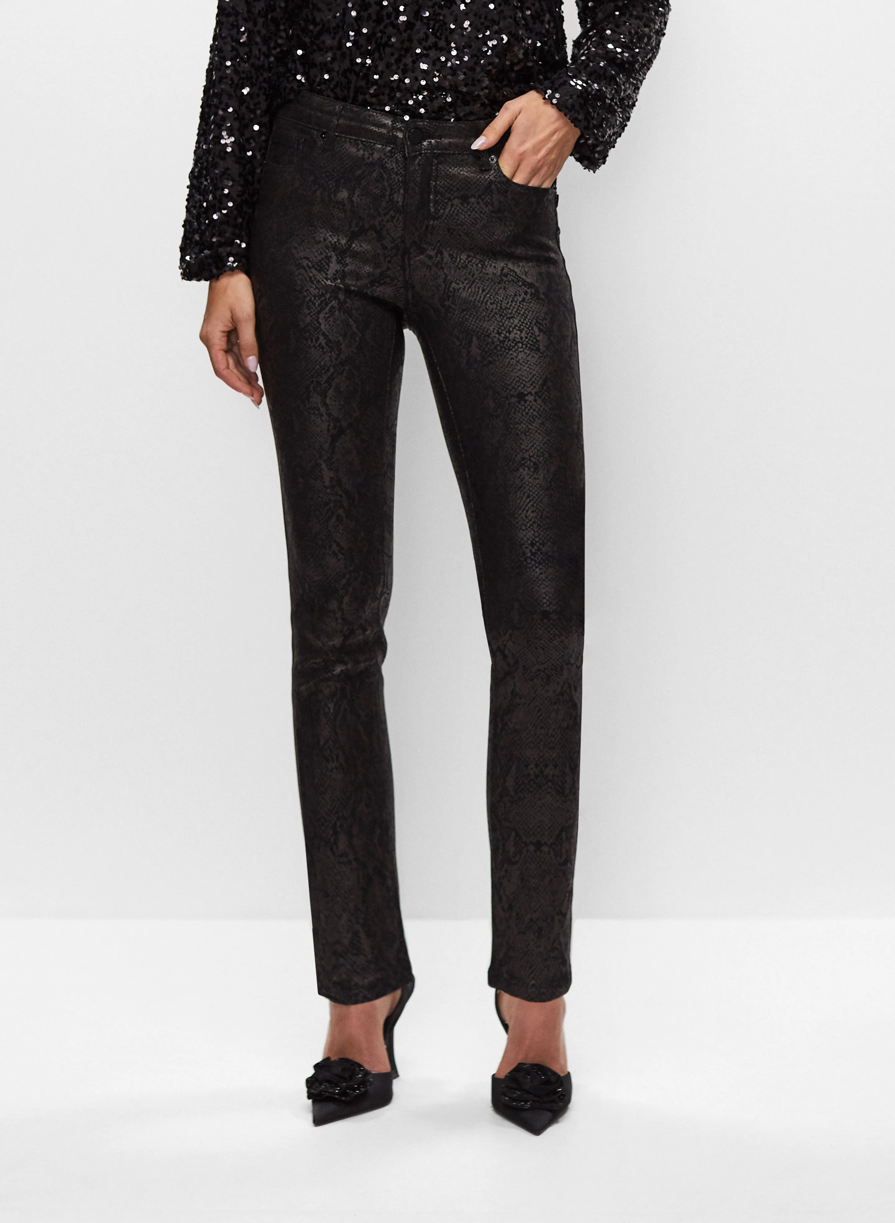 Snakeskin Print Coated Jeans sold by Melanie Lyne