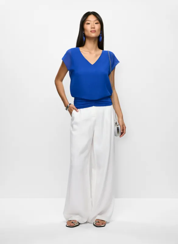 V-Neck Chiffon Blouse & Linen-Tencel Blend Pants sold by Melanie Lyne