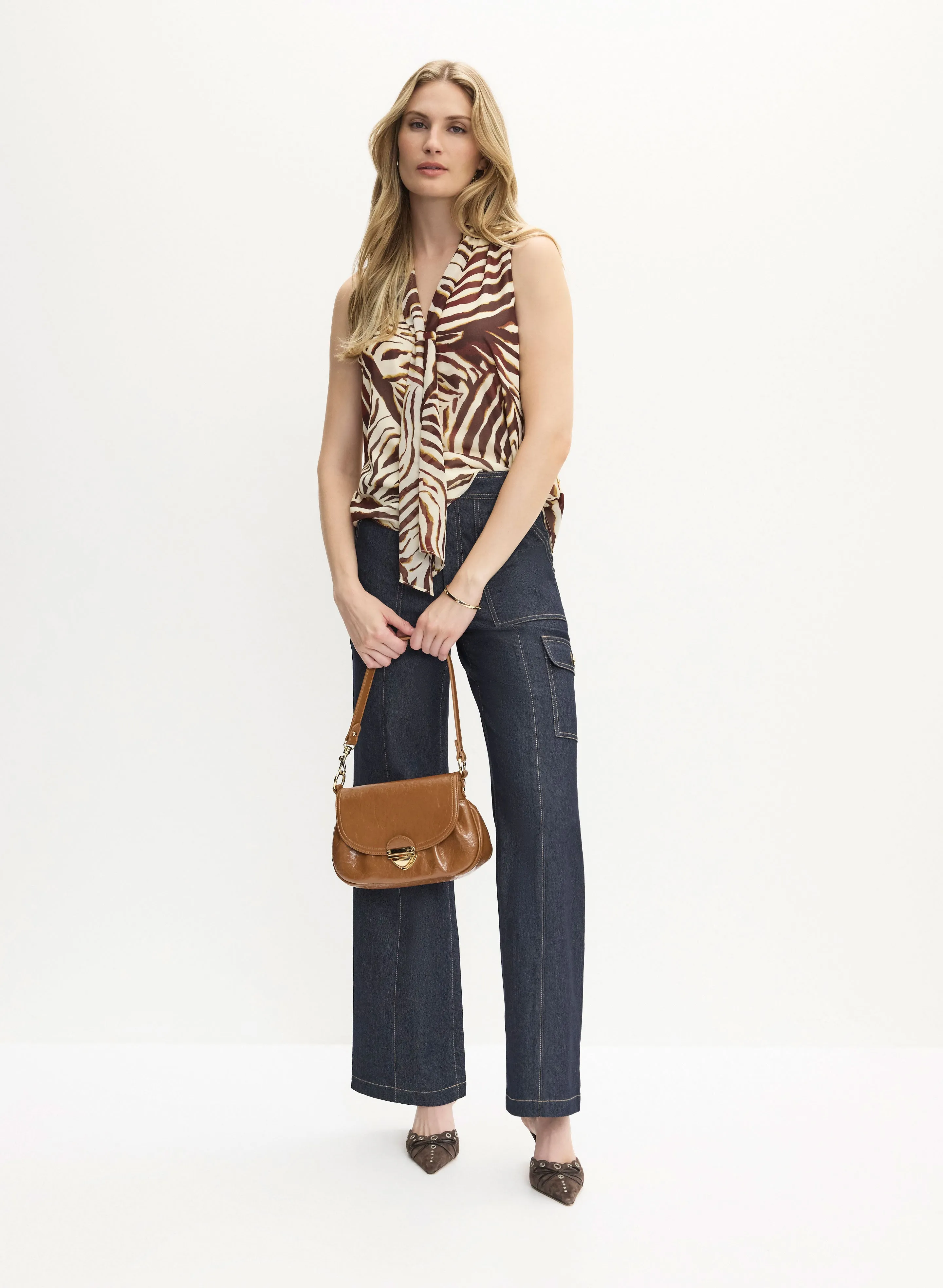 Zebra Print Sleeveless Chiffon Blouse sold by Melanie Lyne product image thumbnail 3