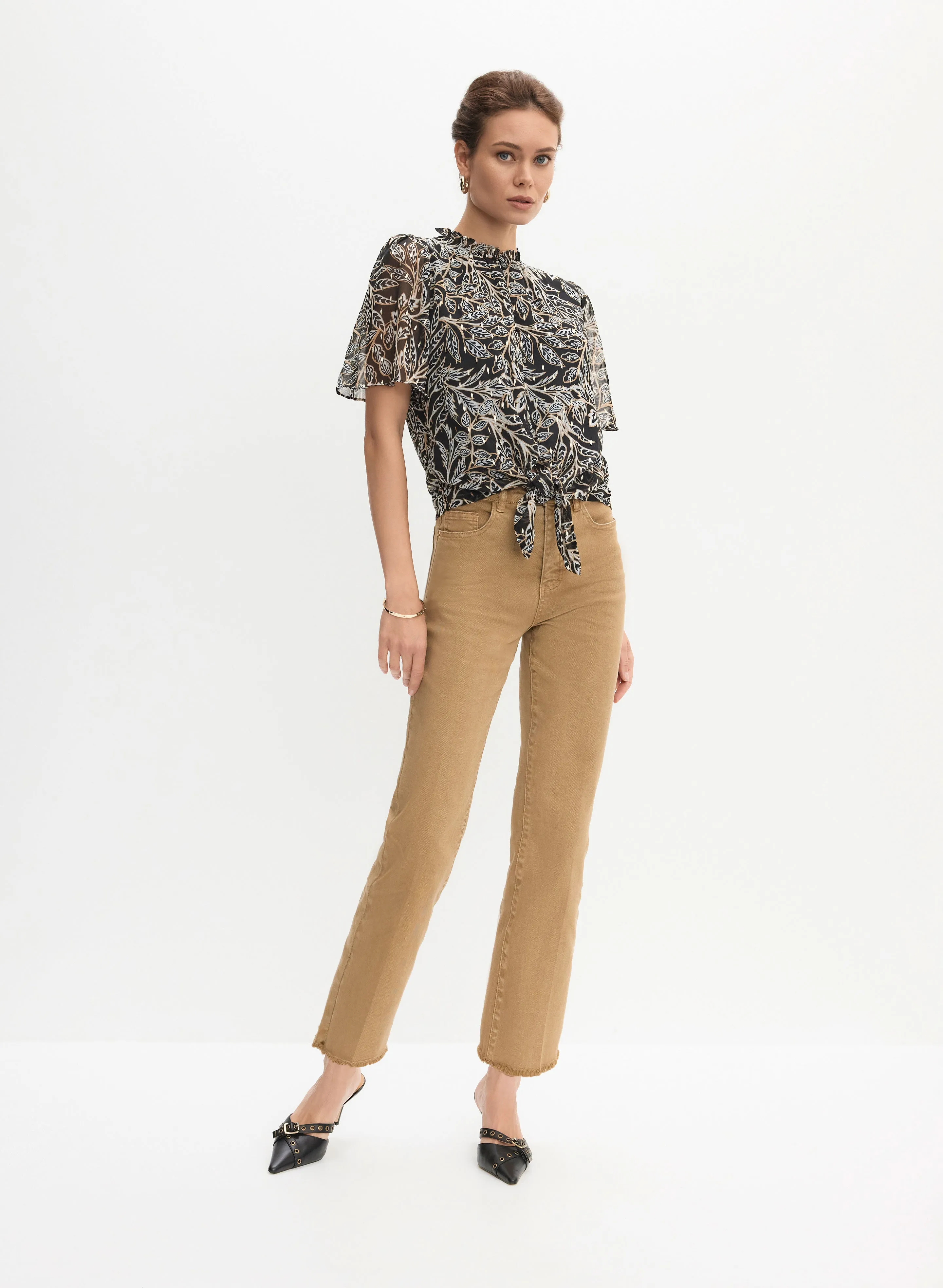 Leaf Print Tie Waist Blouse sold by Melanie Lyne product image thumbnail 3