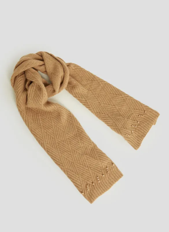 Argyle Knit Pearl Detail Scarf sold by Melanie Lyne