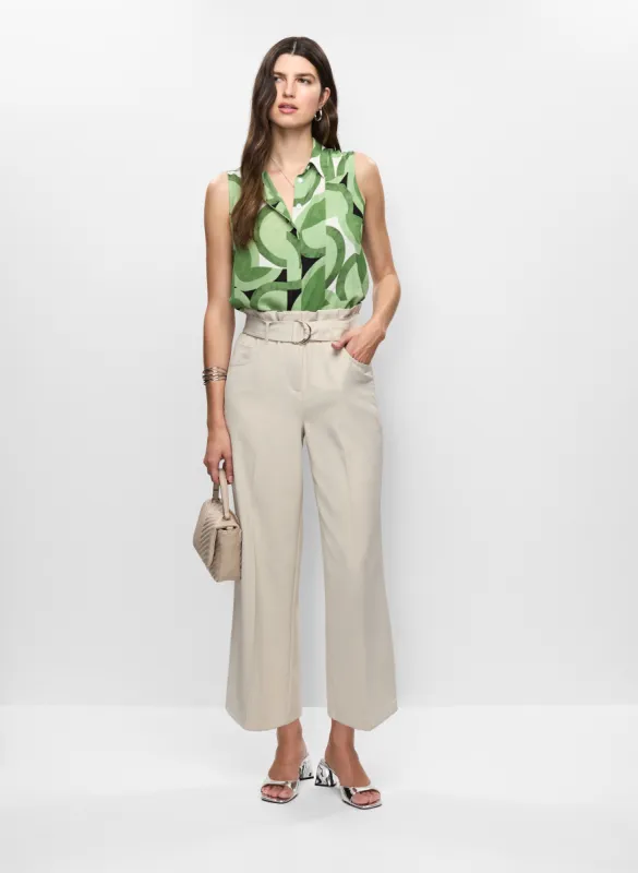 Sleeveless Geometric Print Blouse & High-Rise Belted Pants sold by Melanie Lyne