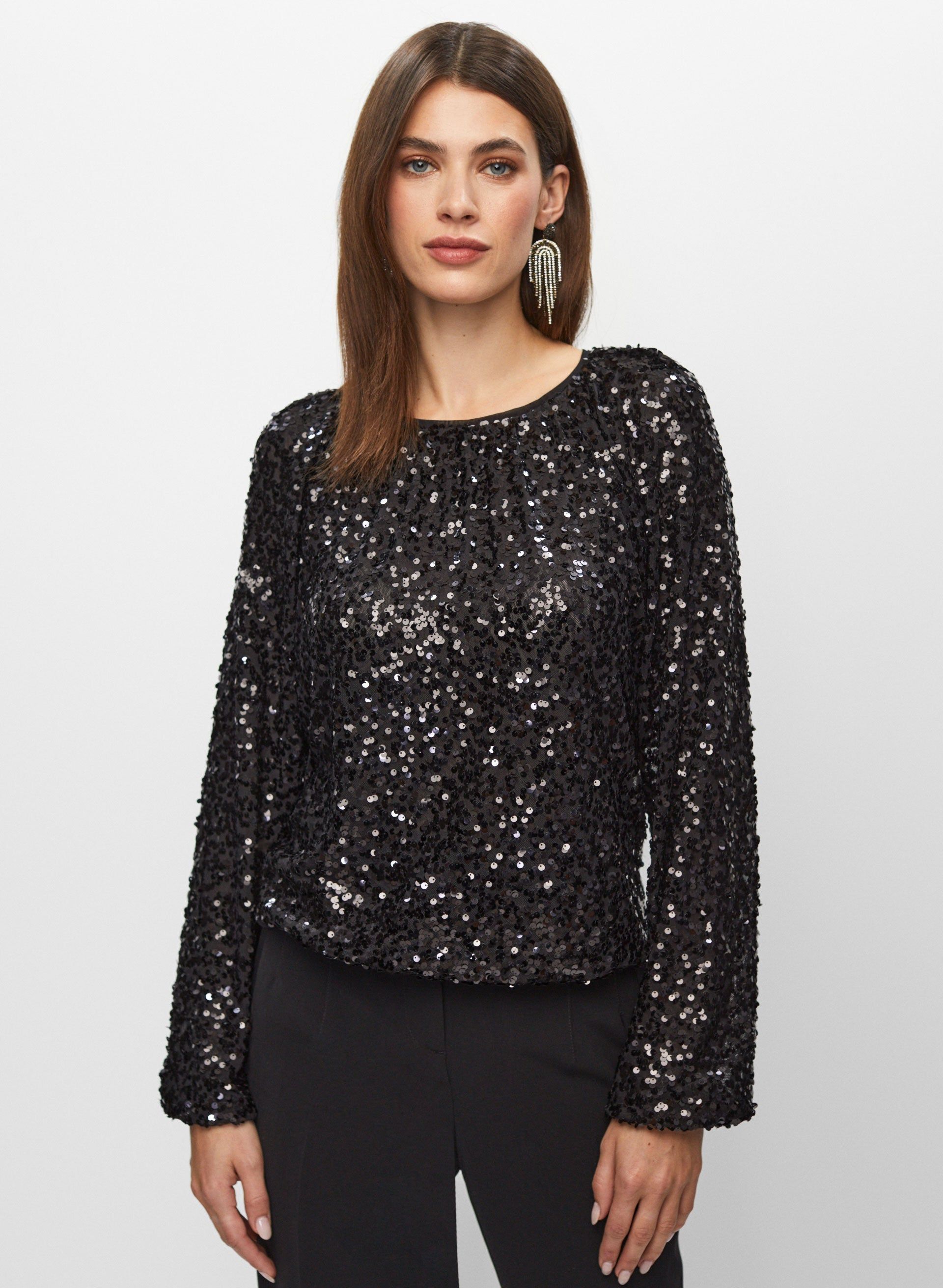 Sequin Detail Crew Neck Top sold by Melanie Lyne