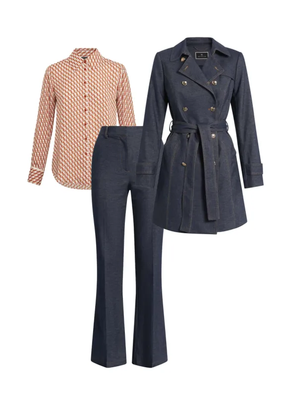 Denim Trench & Flare Leg Pants sold by Melanie Lyne