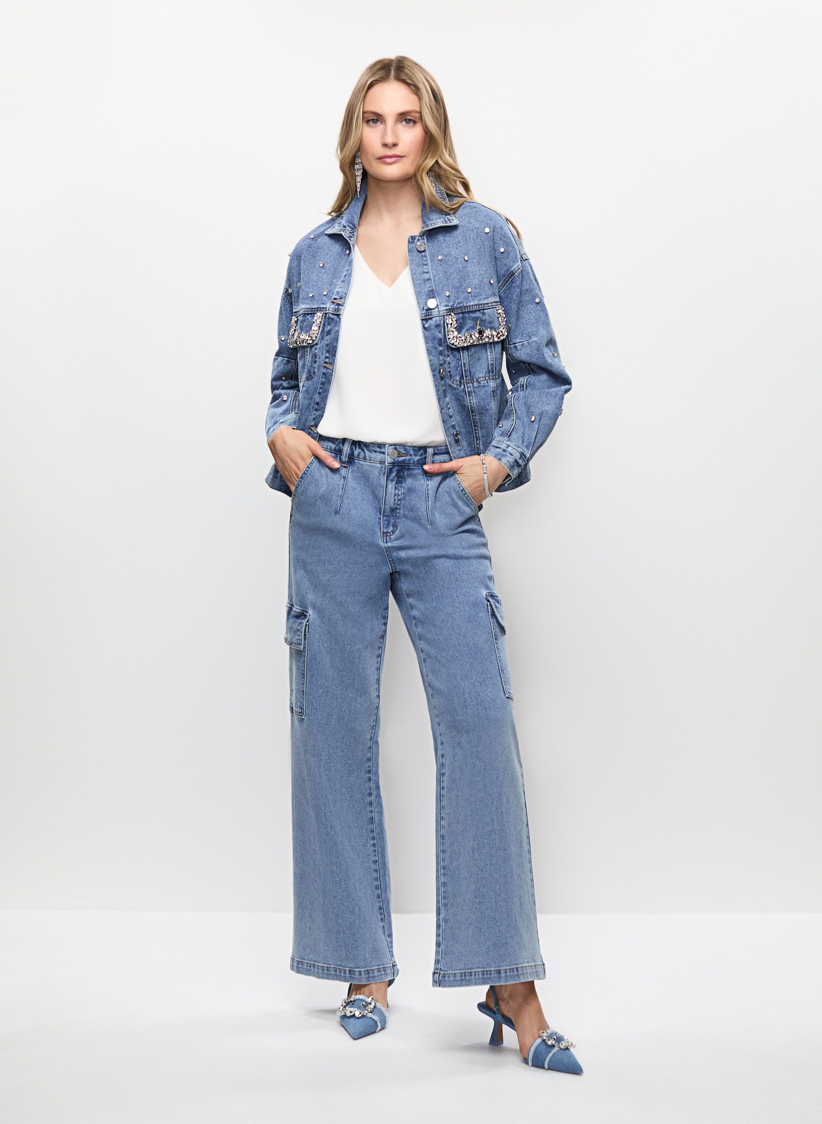 Joseph Ribkoff - Rhinestone Denim Jacket sold by Melanie Lyne product image thumbnail 3