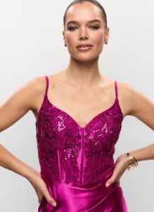 Sequin Detail Satin Gown sold by Melanie Lyne