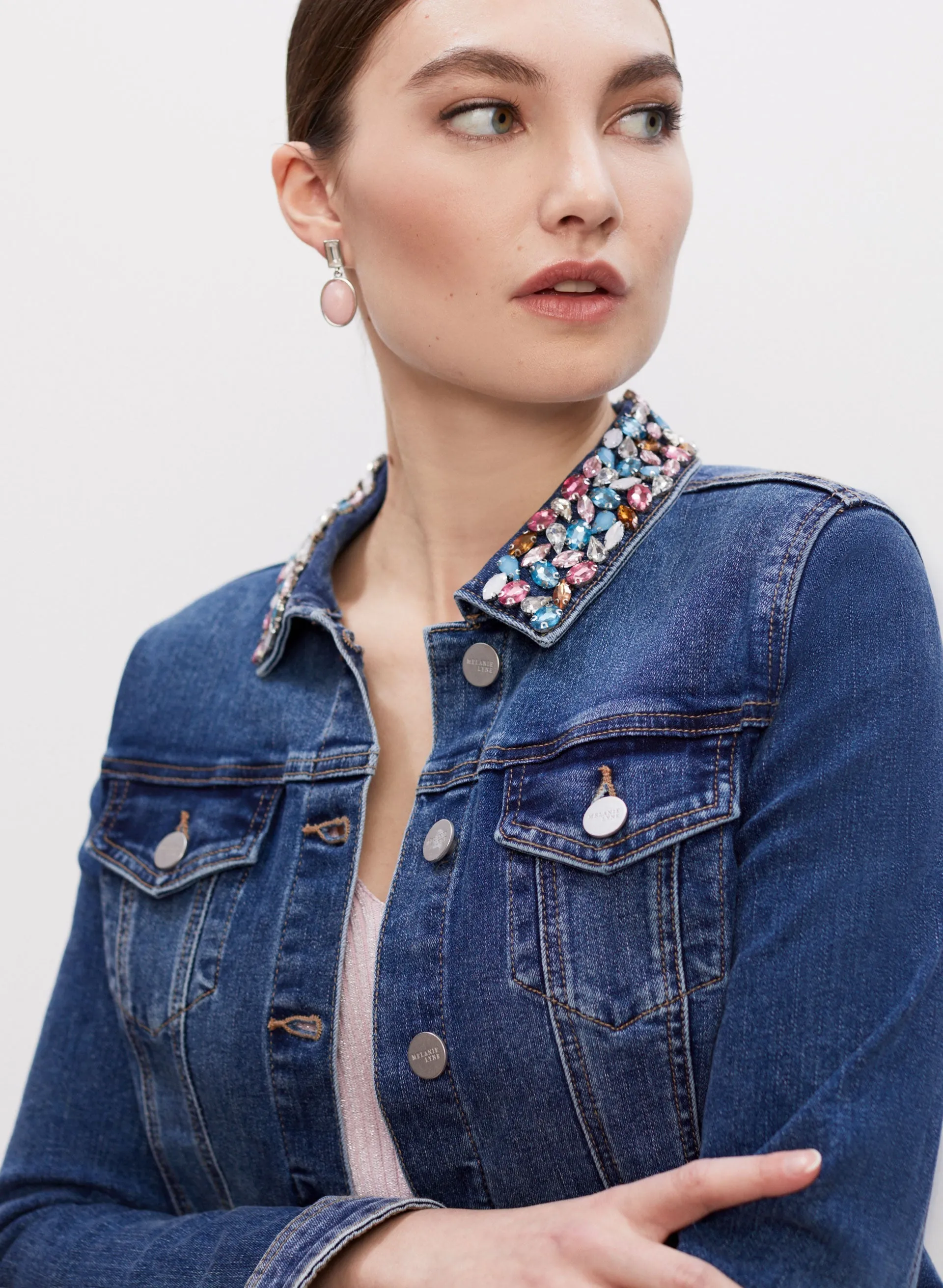 Embellished Collar Denim Jacket sold by Melanie Lyne product image thumbnail 4