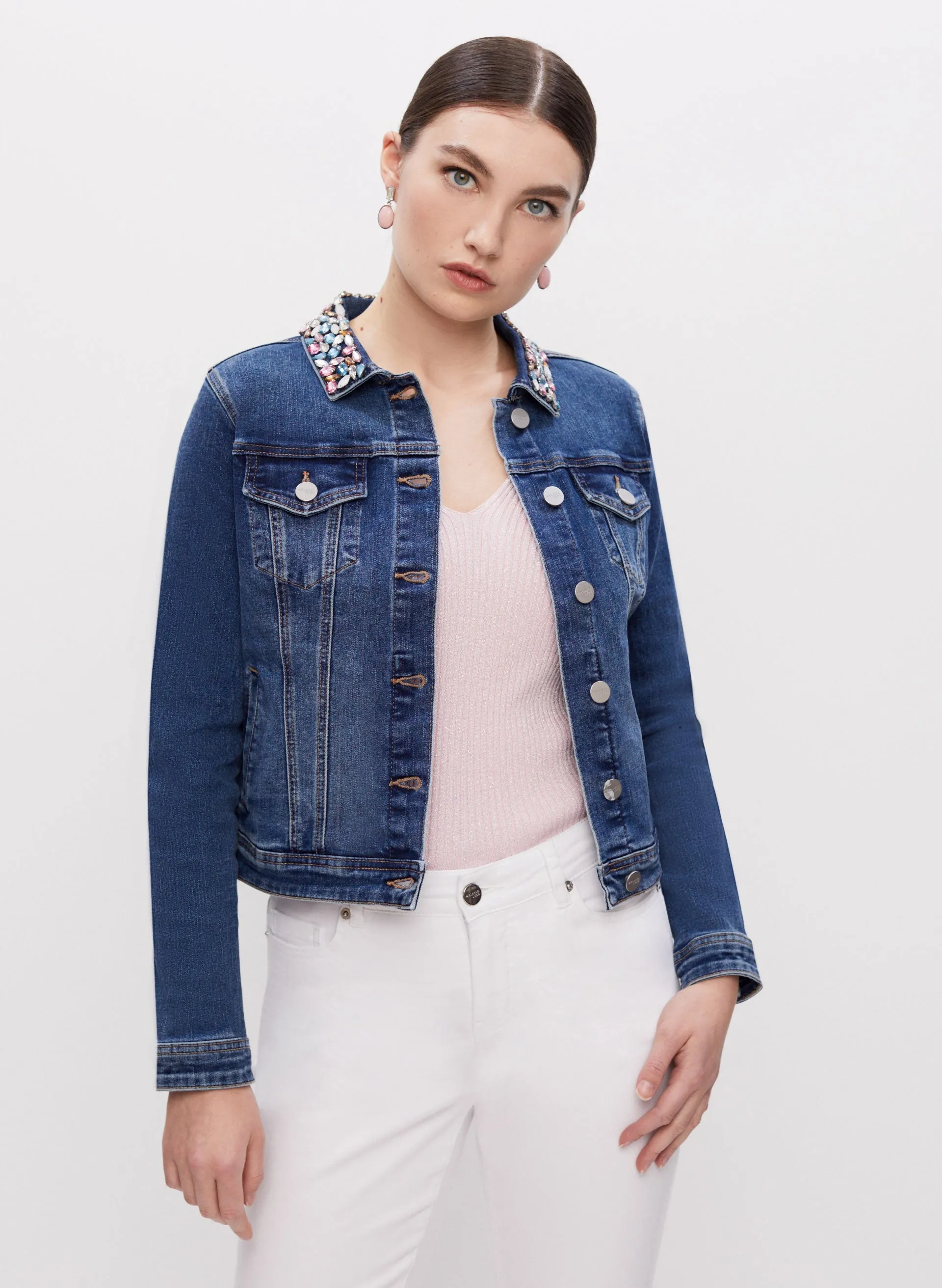 Embellished Collar Denim Jacket sold by Melanie Lyne