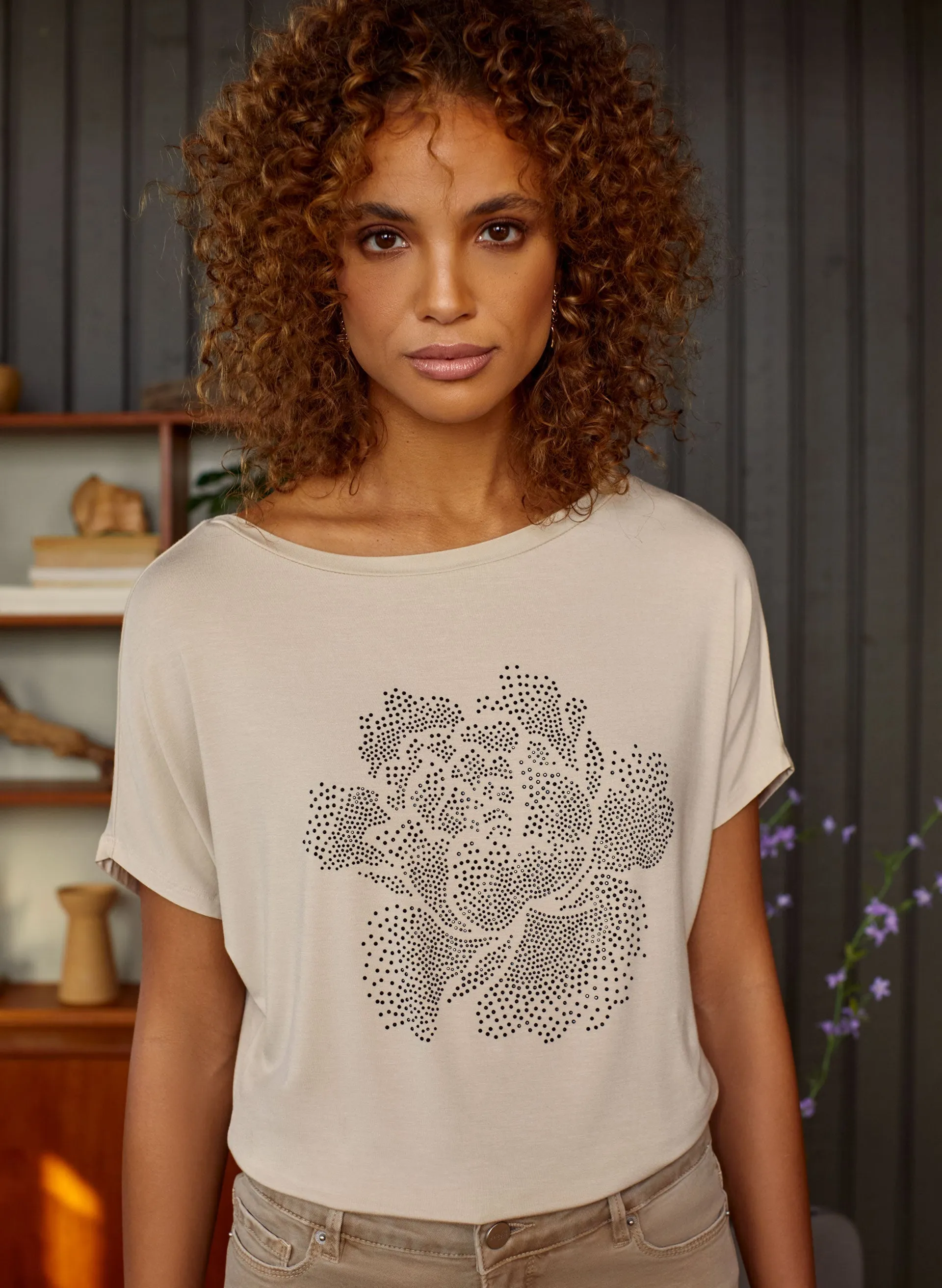 Flower Detail Short Sleeve Tee sold by Melanie Lyne