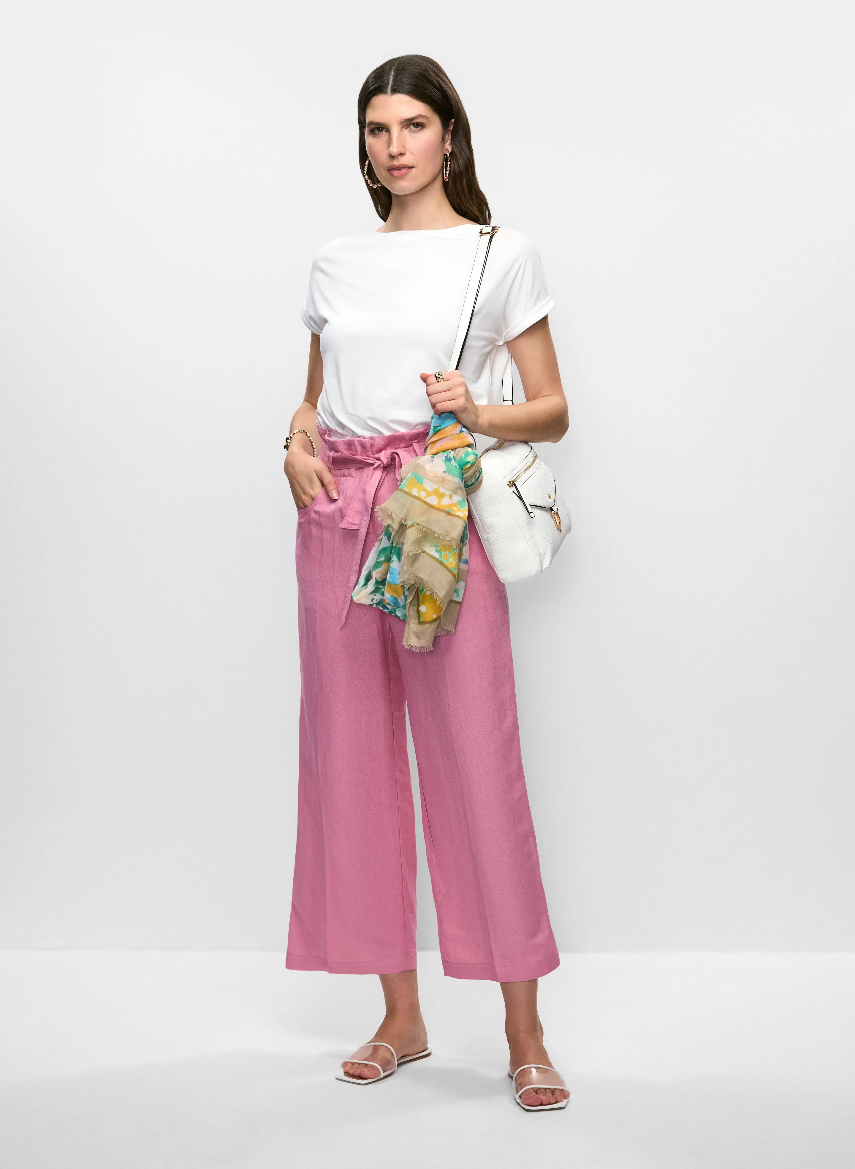 Ruched Hem T-Shirt & Linen Cropped Pants sold by Melanie Lyne