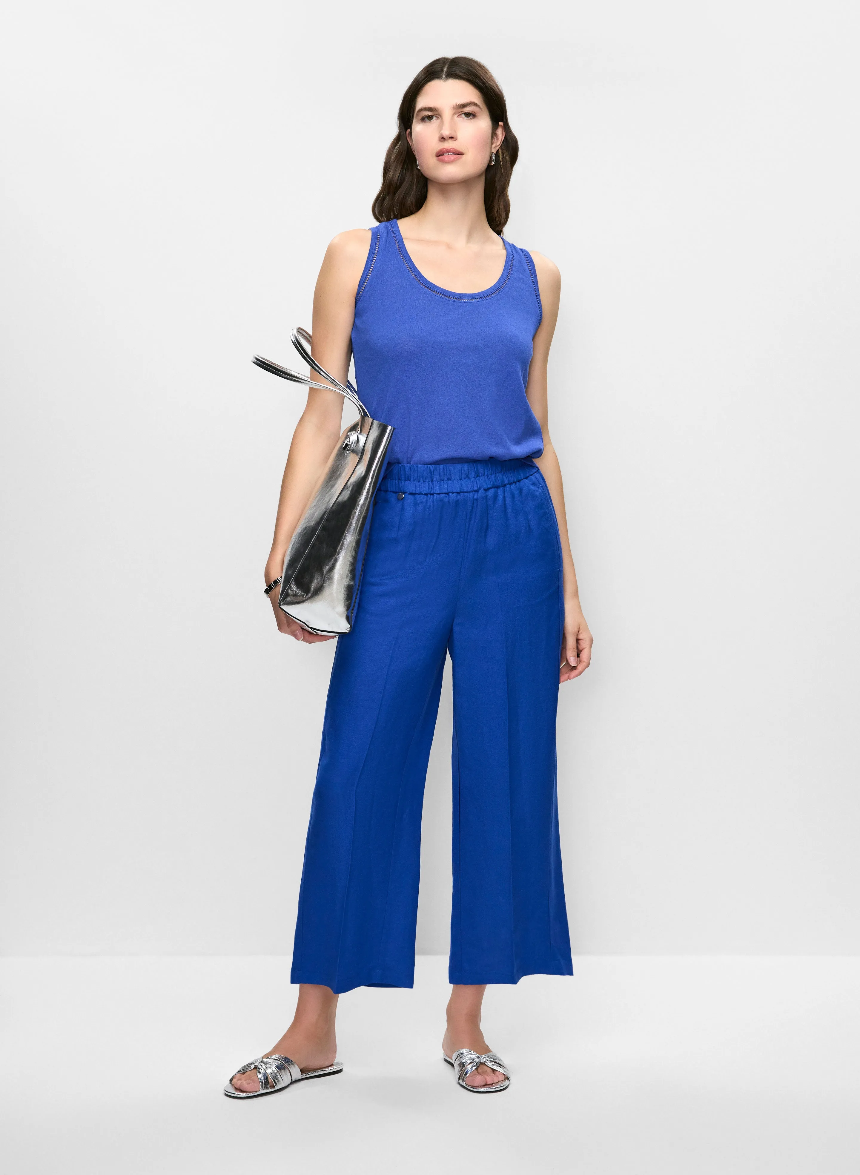 Embroidered Linen-Blend Tank Top sold by Melanie Lyne product image thumbnail 3