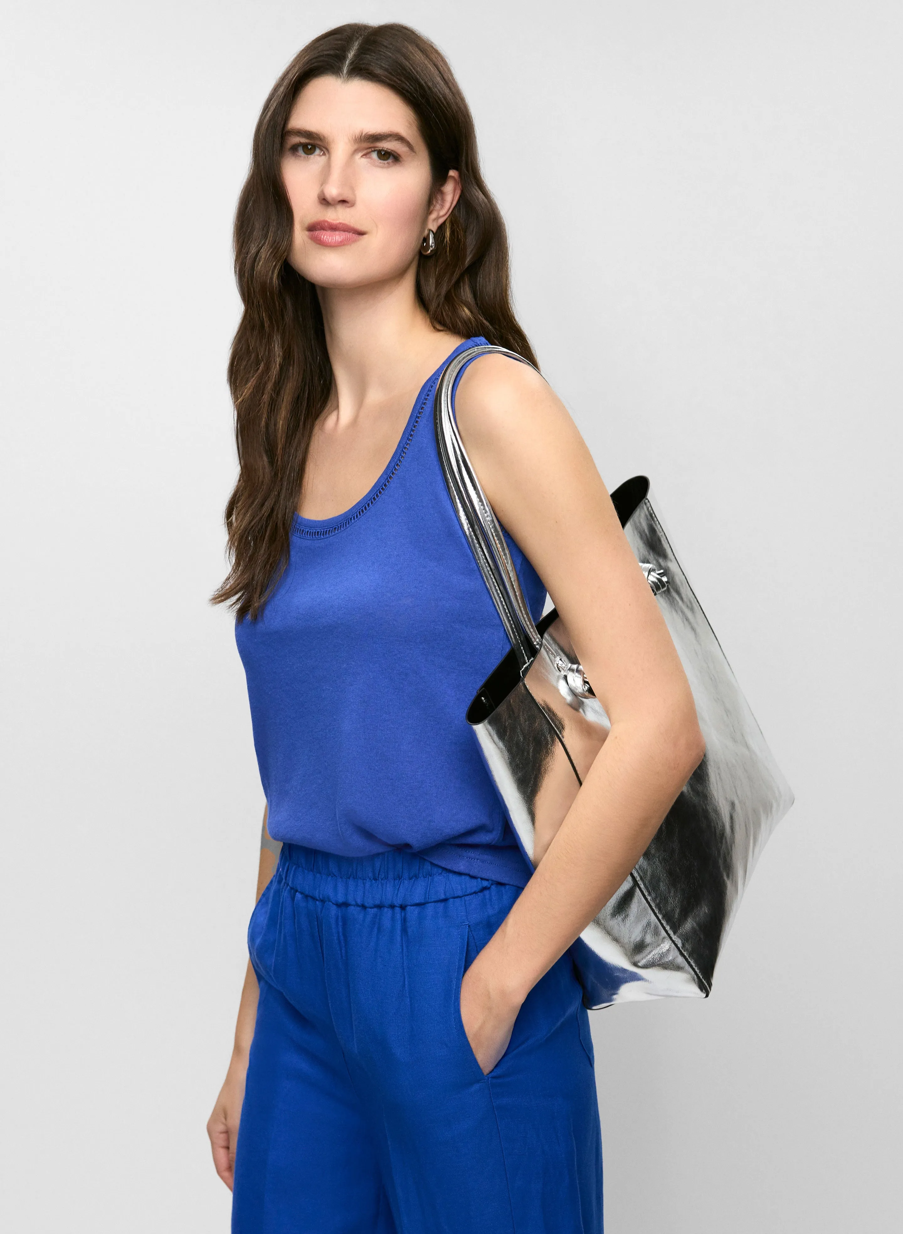 Embroidered Linen-Blend Tank Top sold by Melanie Lyne