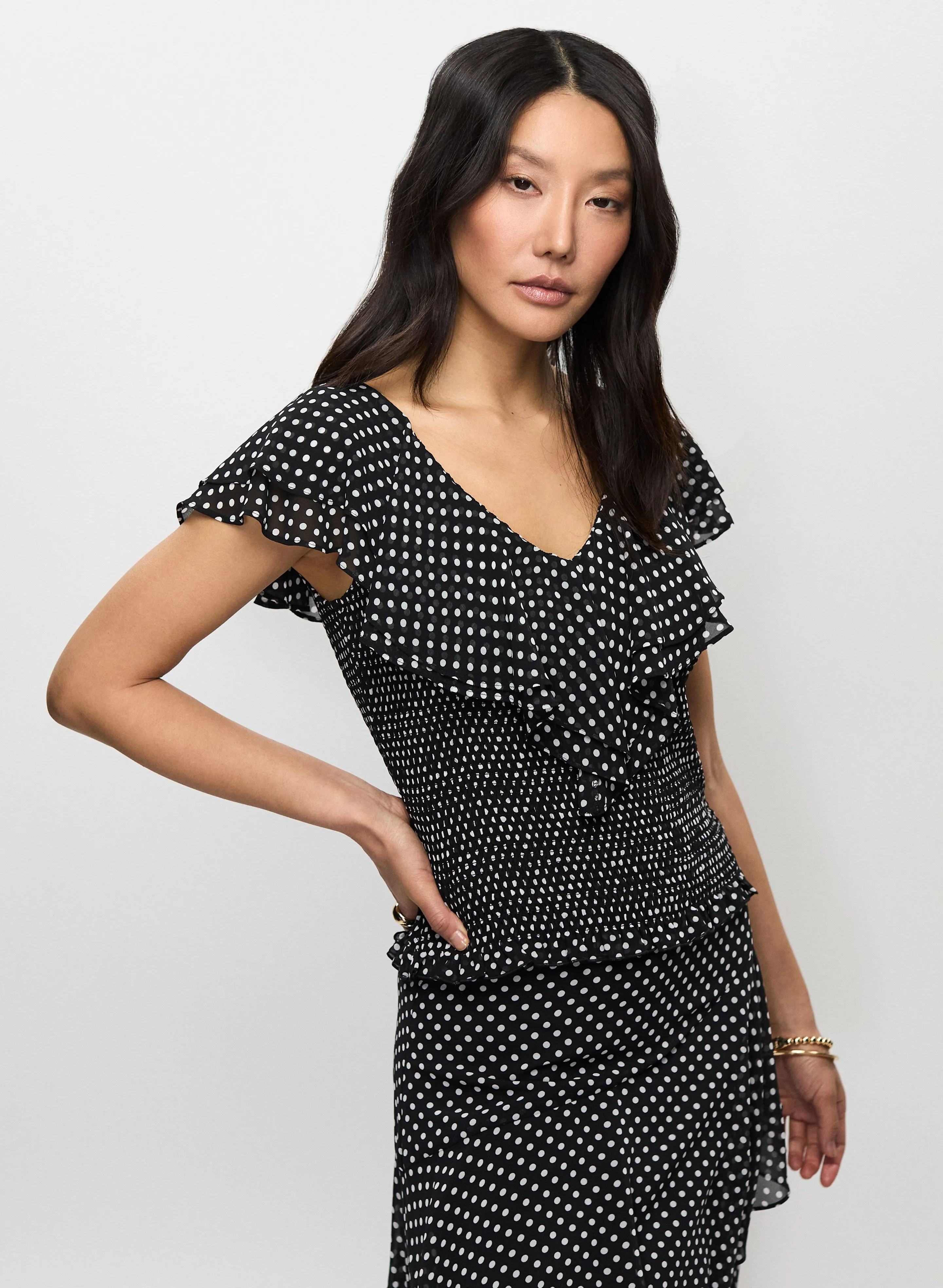 Ruffled Polka Dot Blouse sold by Melanie Lyne product image thumbnail 2