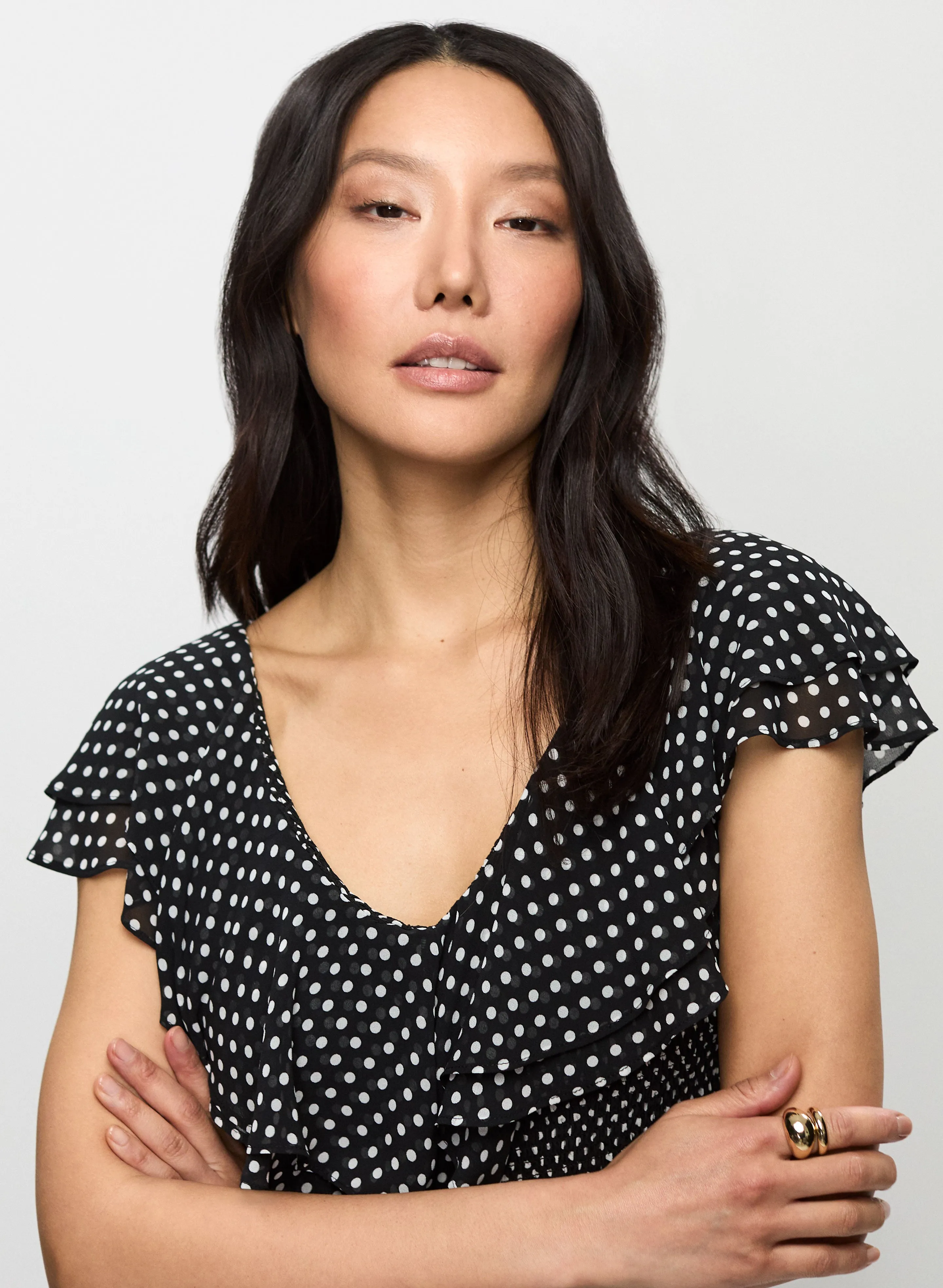 Ruffled Polka Dot Blouse sold by Melanie Lyne product image thumbnail 5