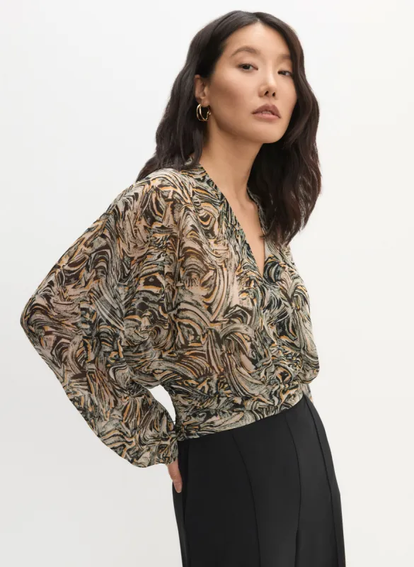 Faux-Wrap Abstract Print Blouse sold by Melanie Lyne
