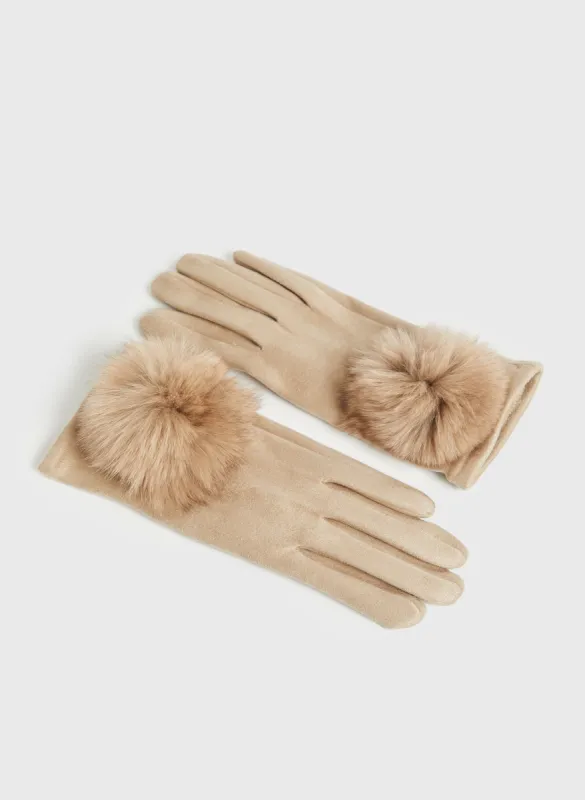 Faux Suede Pompom Gloves sold by Melanie Lyne