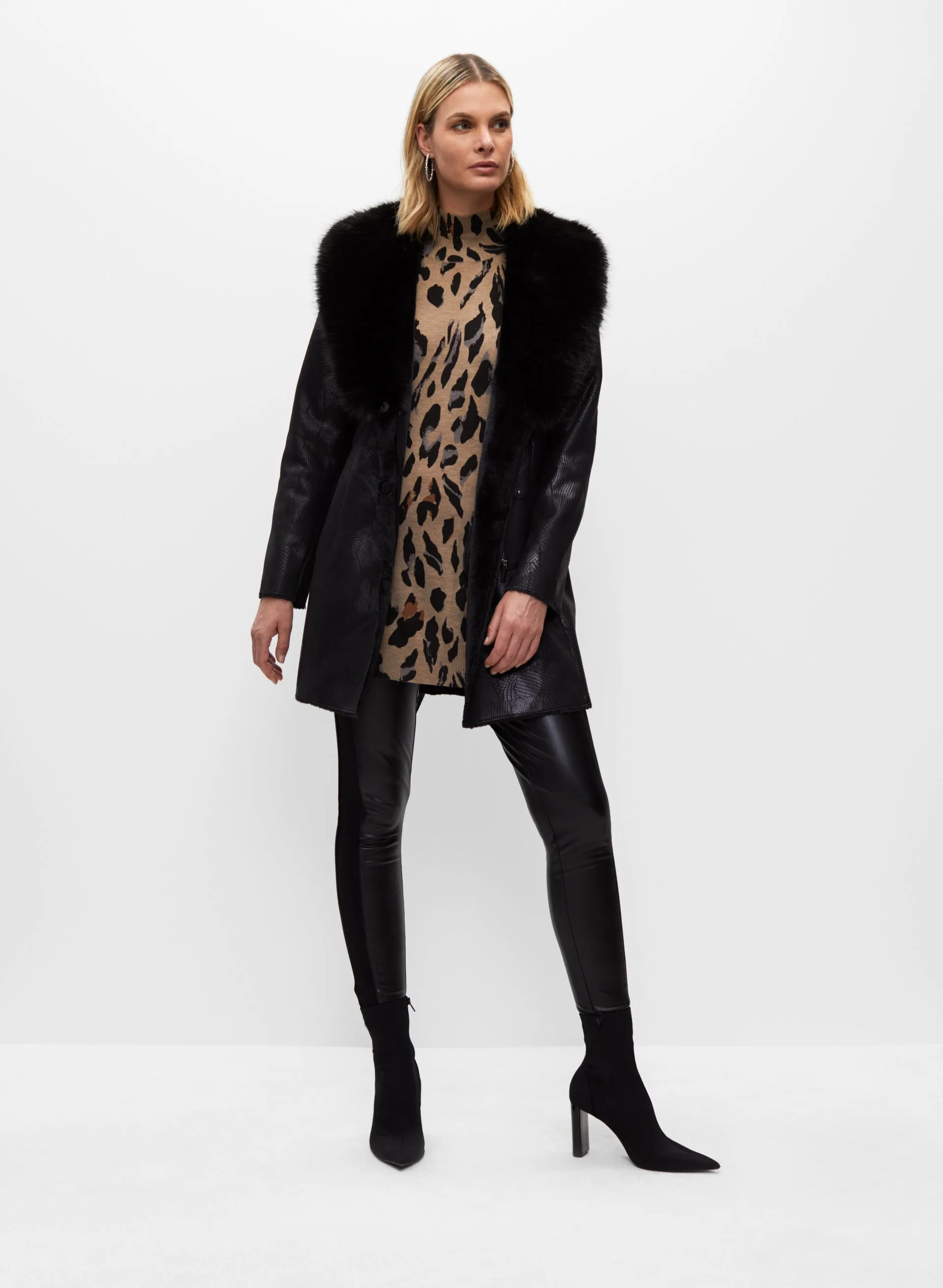 Faux Fur Shawl Collar Belted Coat sold by Melanie Lyne product image thumbnail 4