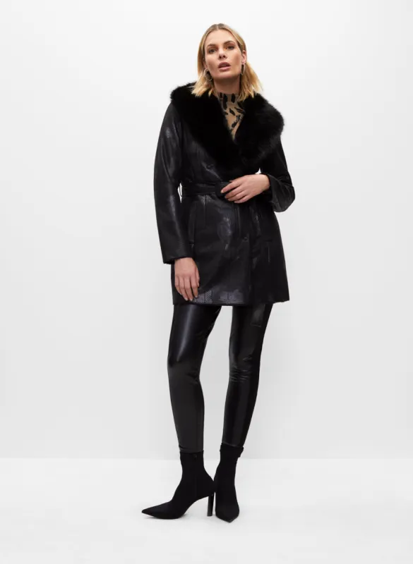 Faux Fur Shawl Collar Belted Coat sold by Melanie Lyne