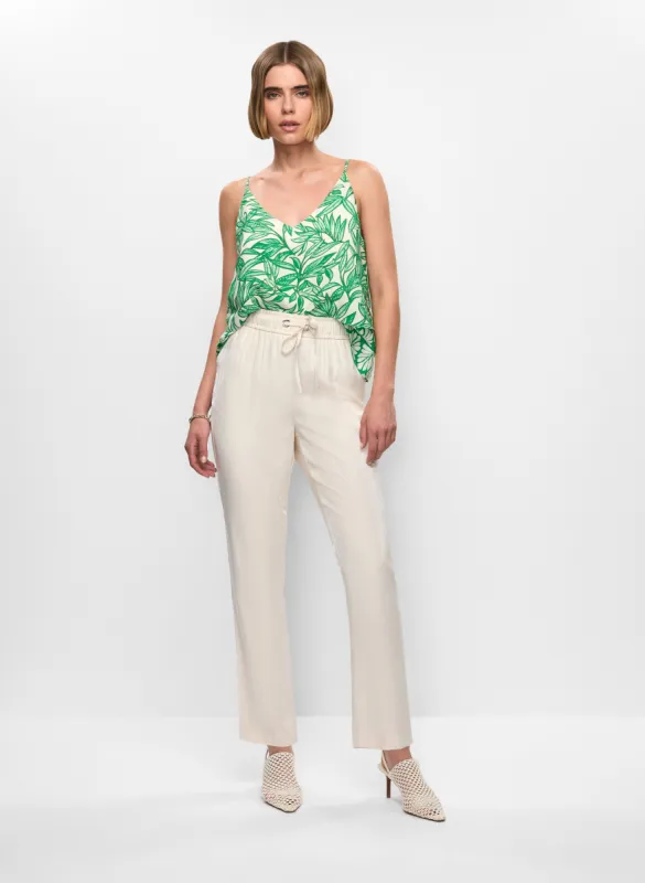 Palm Print Tiered Camisole & Elastic Waist Straight Leg Pants sold by Melanie Lyne