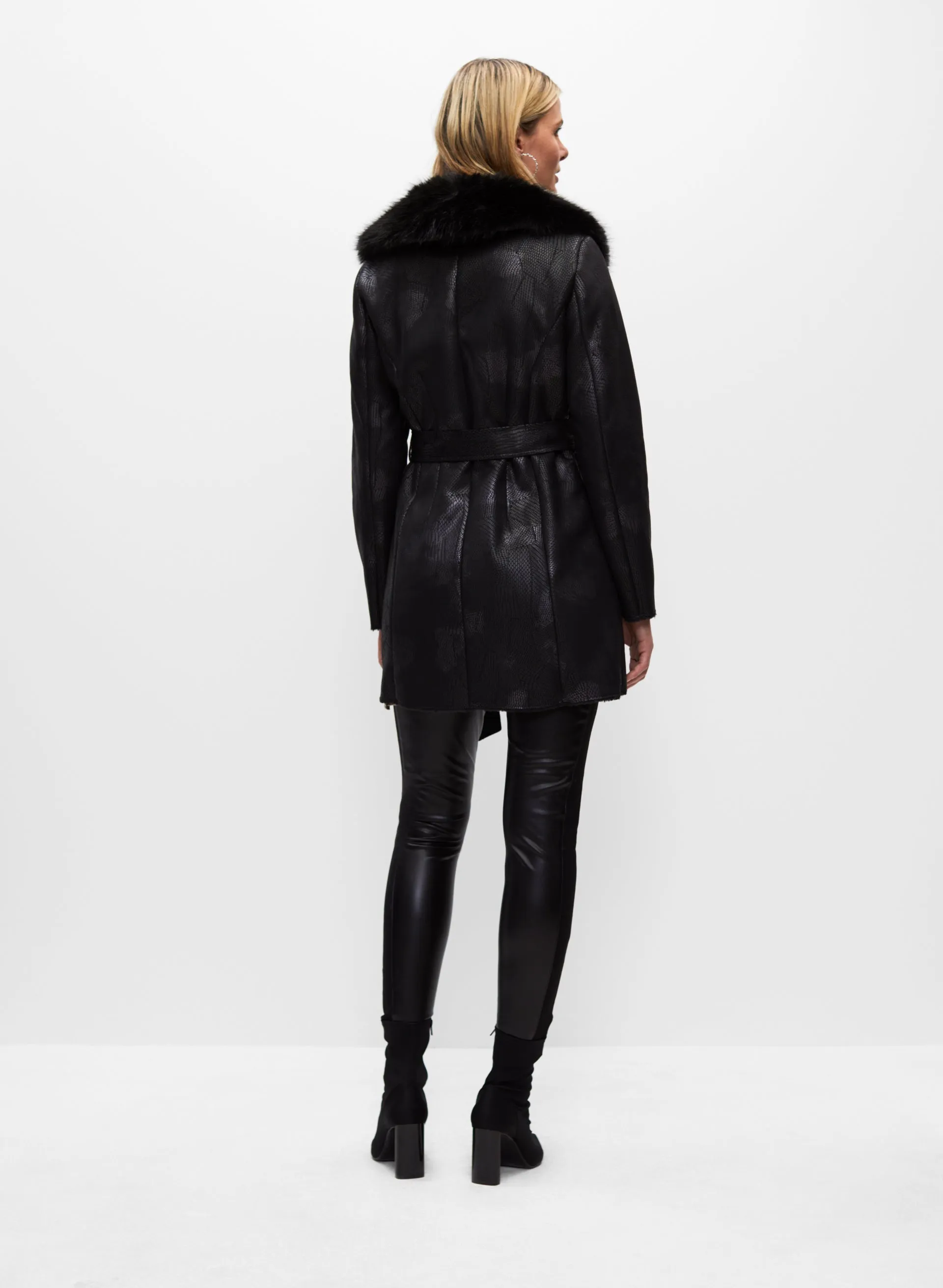 Faux Fur Shawl Collar Belted Coat sold by Melanie Lyne product image thumbnail 3