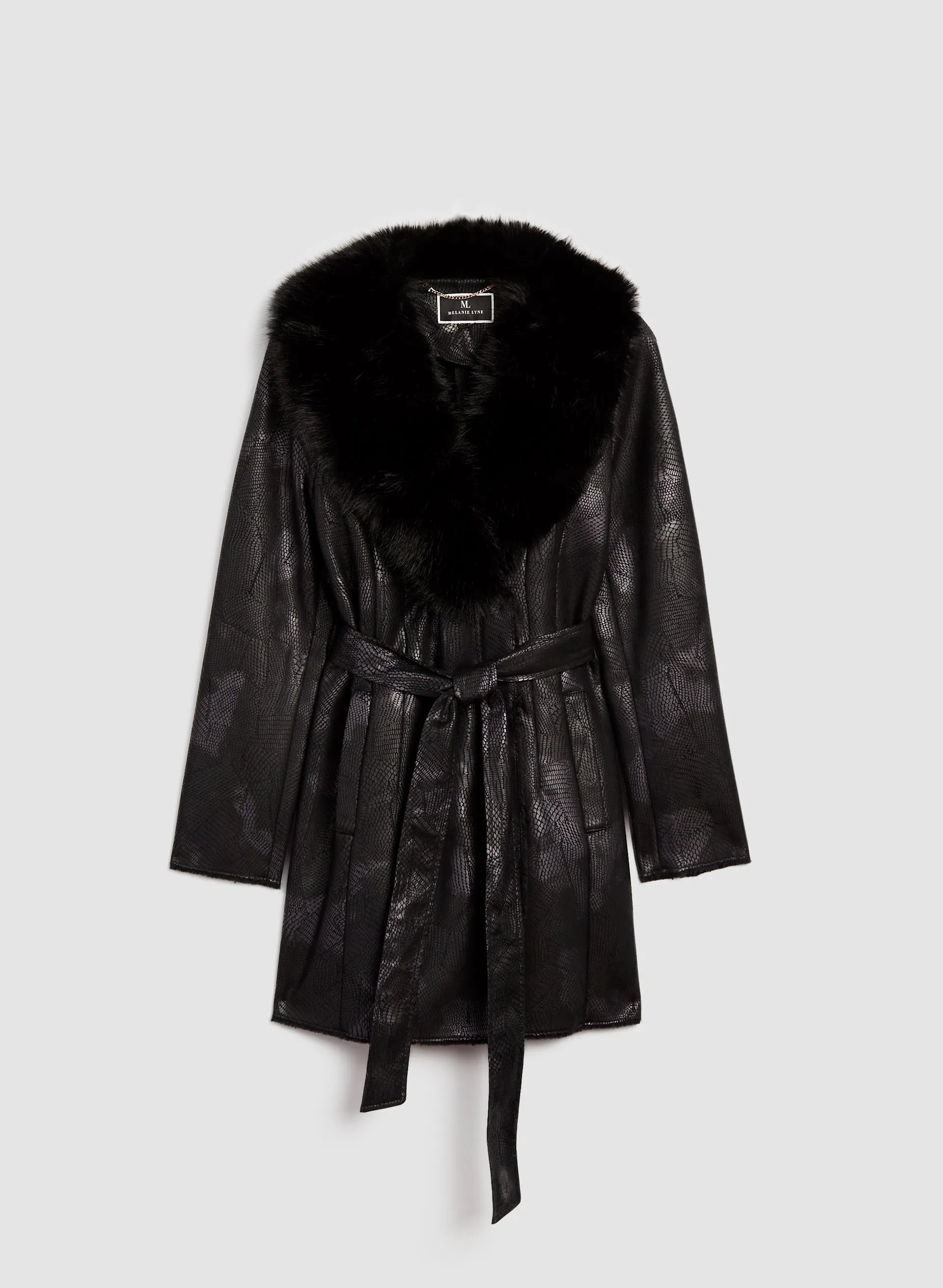 Faux Fur Shawl Collar Belted Coat sold by Melanie Lyne product image thumbnail 5