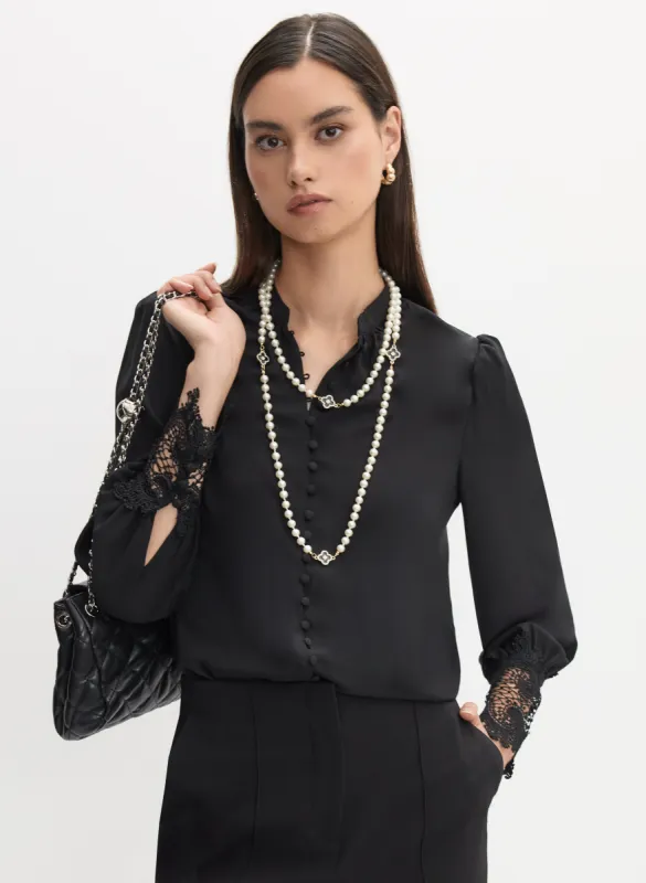 Button-Up Lace Detail Blouse sold by Melanie Lyne