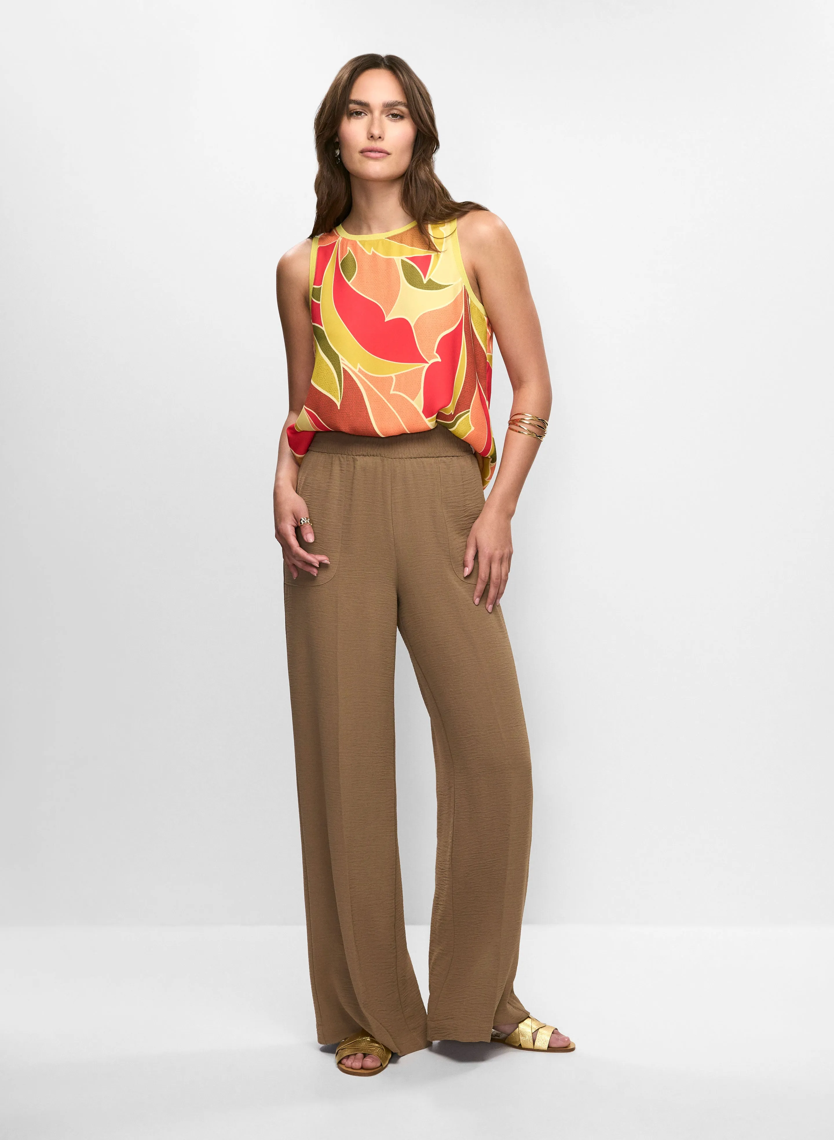 Sleeveless Leaf Print Blouse & Essential Wide Leg Pants sold by Melanie Lyne