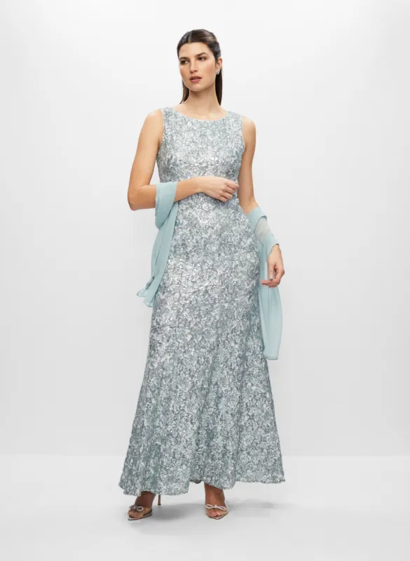 Lace & Sequin Sleeveless Evening Dress sold by Melanie Lyne