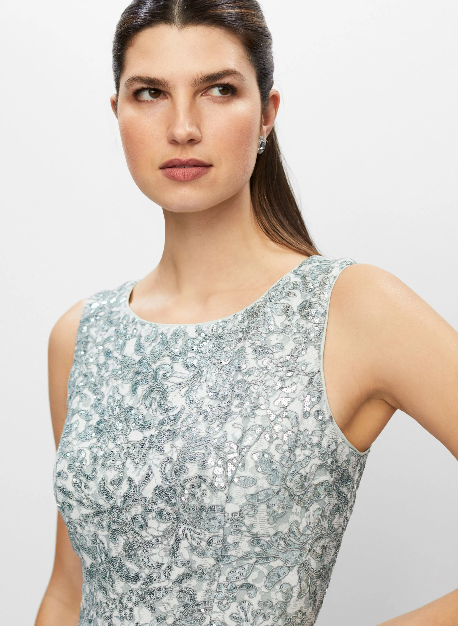 Lace & Sequin Sleeveless Evening Dress sold by Melanie Lyne product image thumbnail 2