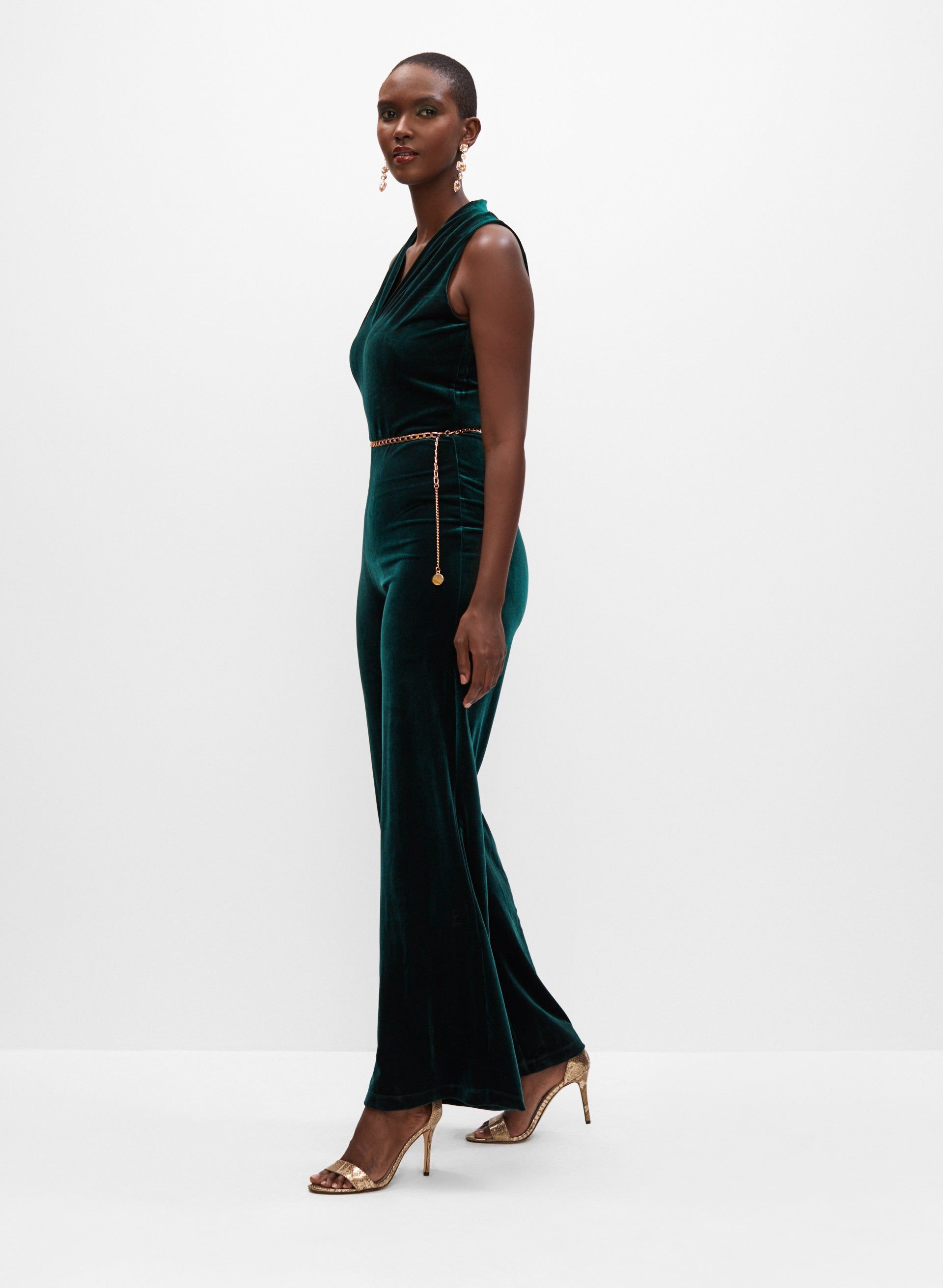 Velvet Belt Detail Jumpsuit sold by Melanie Lyne product image thumbnail 4