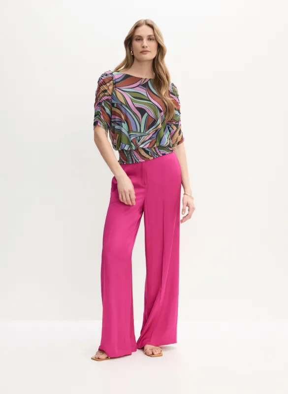 Abstract Print Top & Satin Wide Leg Pants sold by Melanie Lyne